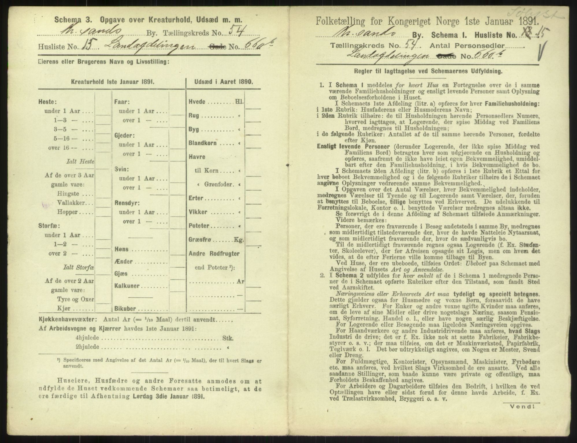 RA, 1891 census for 1001 Kristiansand, 1891, p. 2808