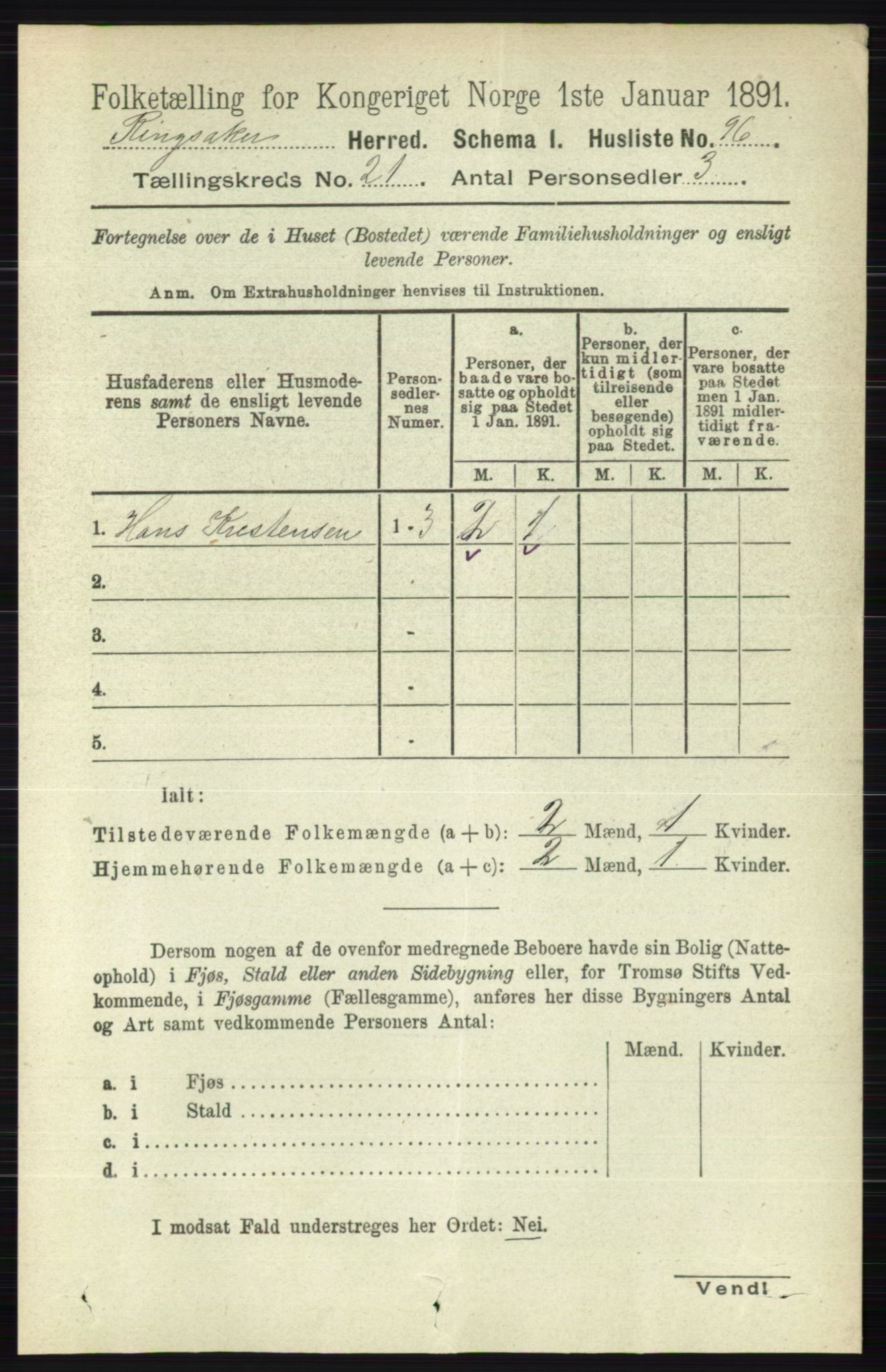 RA, 1891 census for 0412 Ringsaker, 1891, p. 11782