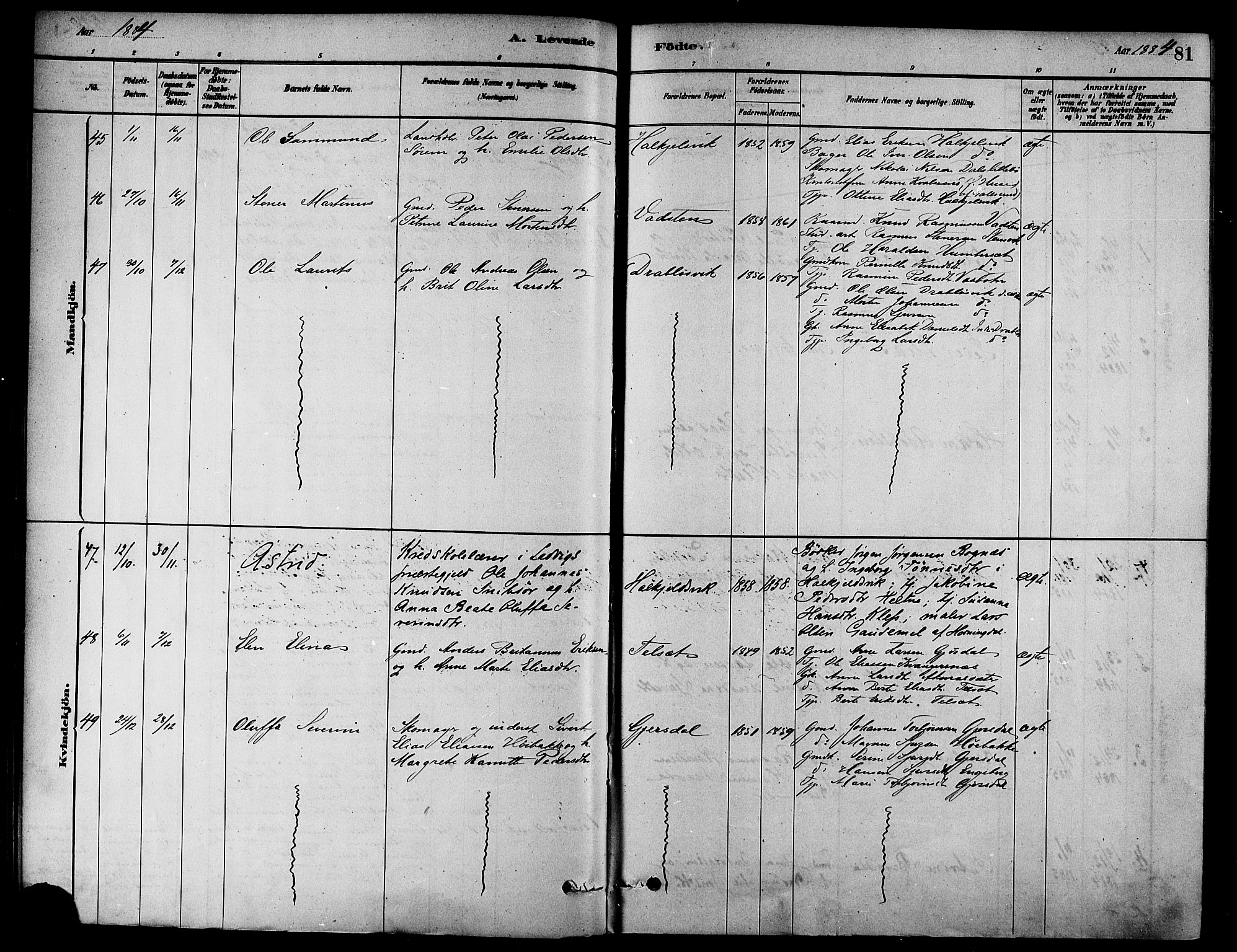 Ministerialprotokoller, klokkerbøker og fødselsregistre - Møre og Romsdal, SAT/A-1454/511/L0141: Parish register (official) no. 511A08, 1878-1890, p. 81