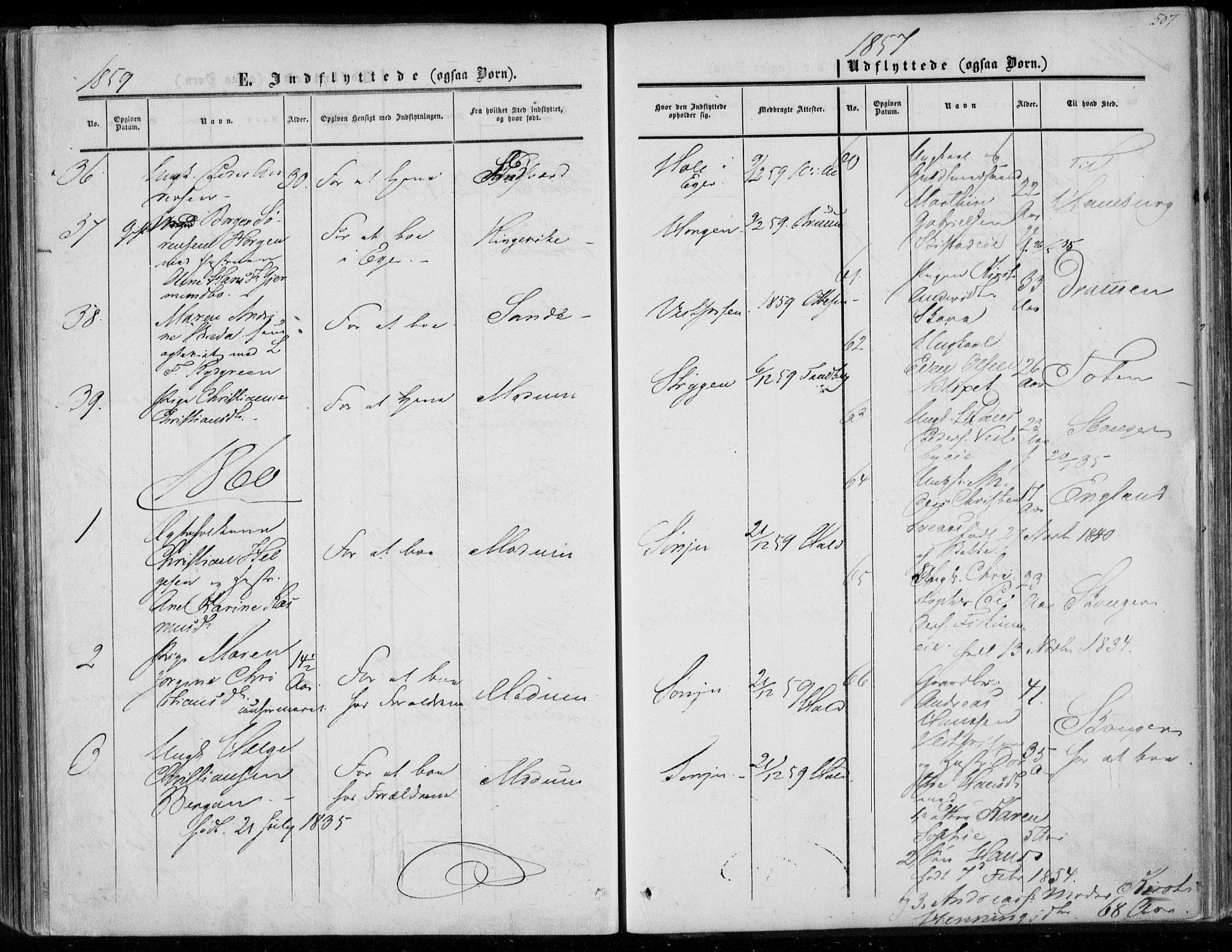 Eiker kirkebøker, AV/SAKO-A-4/F/Fa/L0015b: Parish register (official) no. I 15B, 1854-1860, p. 507