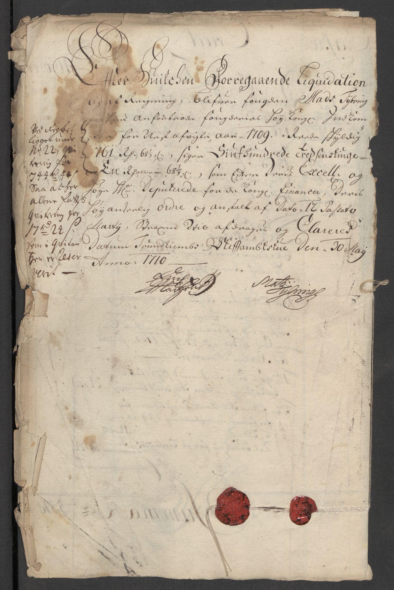 Rentekammeret inntil 1814, Reviderte regnskaper, Fogderegnskap, AV/RA-EA-4092/R61/L4111: Fogderegnskap Strinda og Selbu, 1709-1710, p. 18