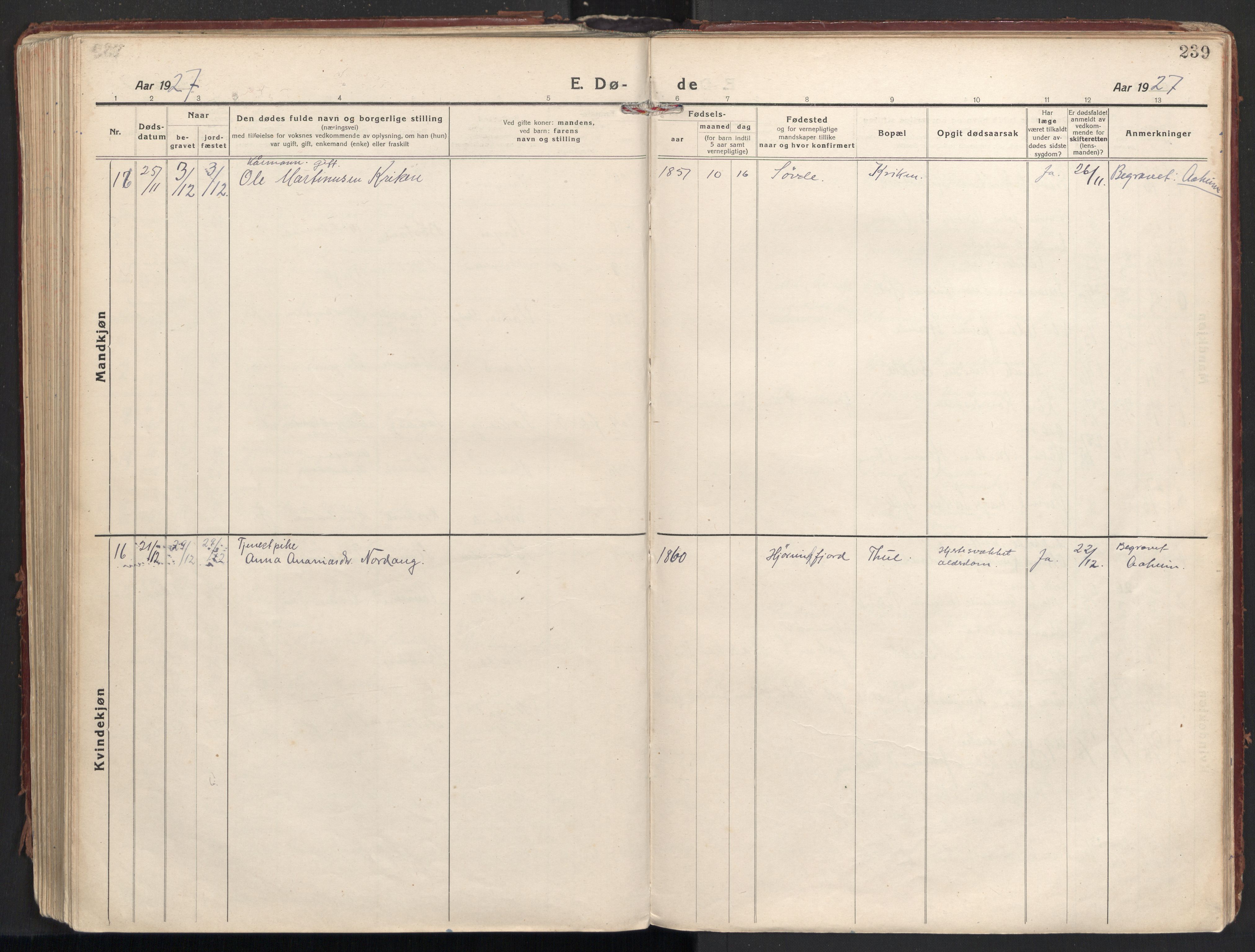 Ministerialprotokoller, klokkerbøker og fødselsregistre - Møre og Romsdal, AV/SAT-A-1454/501/L0012: Parish register (official) no. 501A12, 1920-1946, p. 239