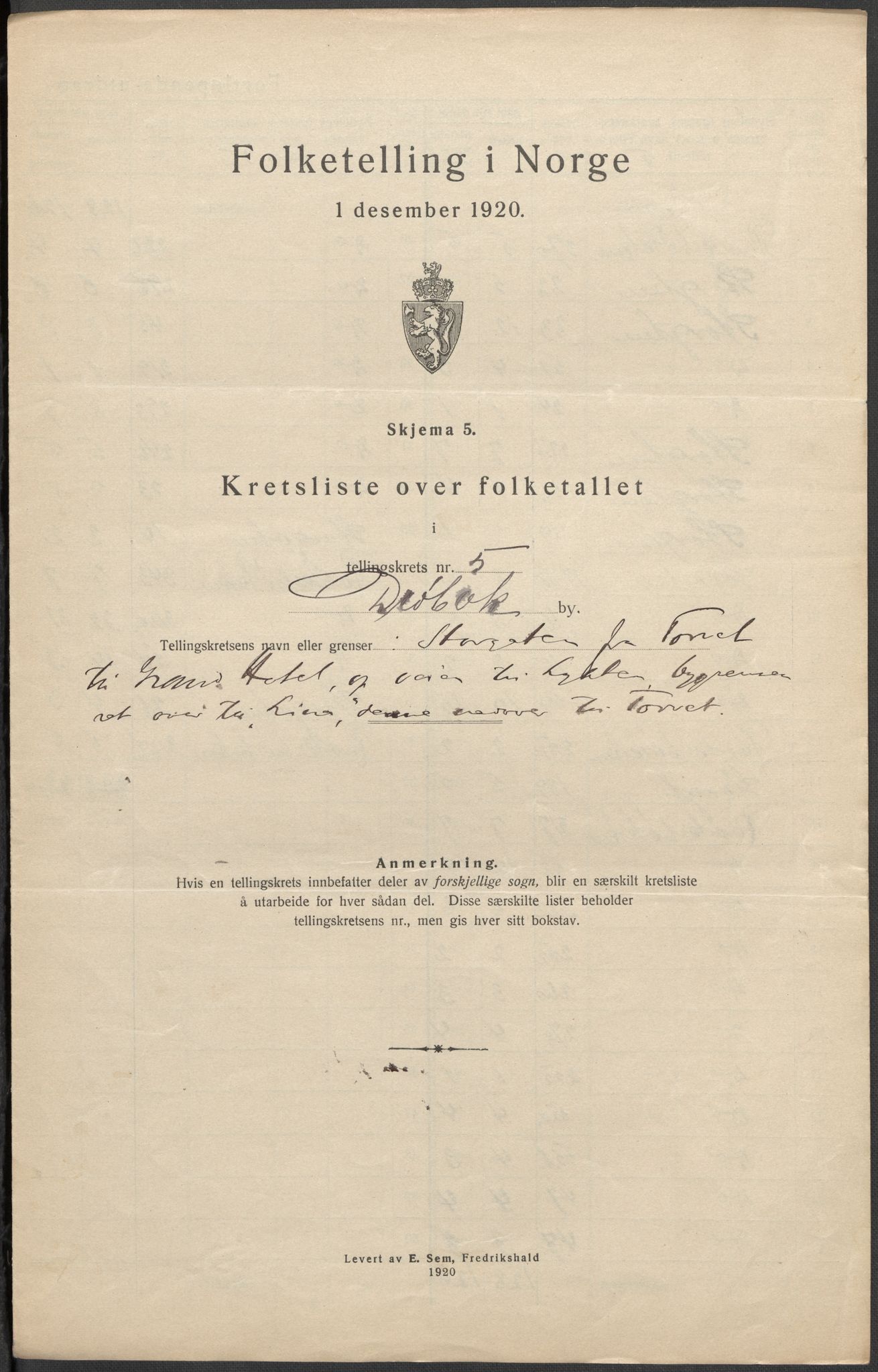 SAO, 1920 census for Drøbak, 1920, p. 21