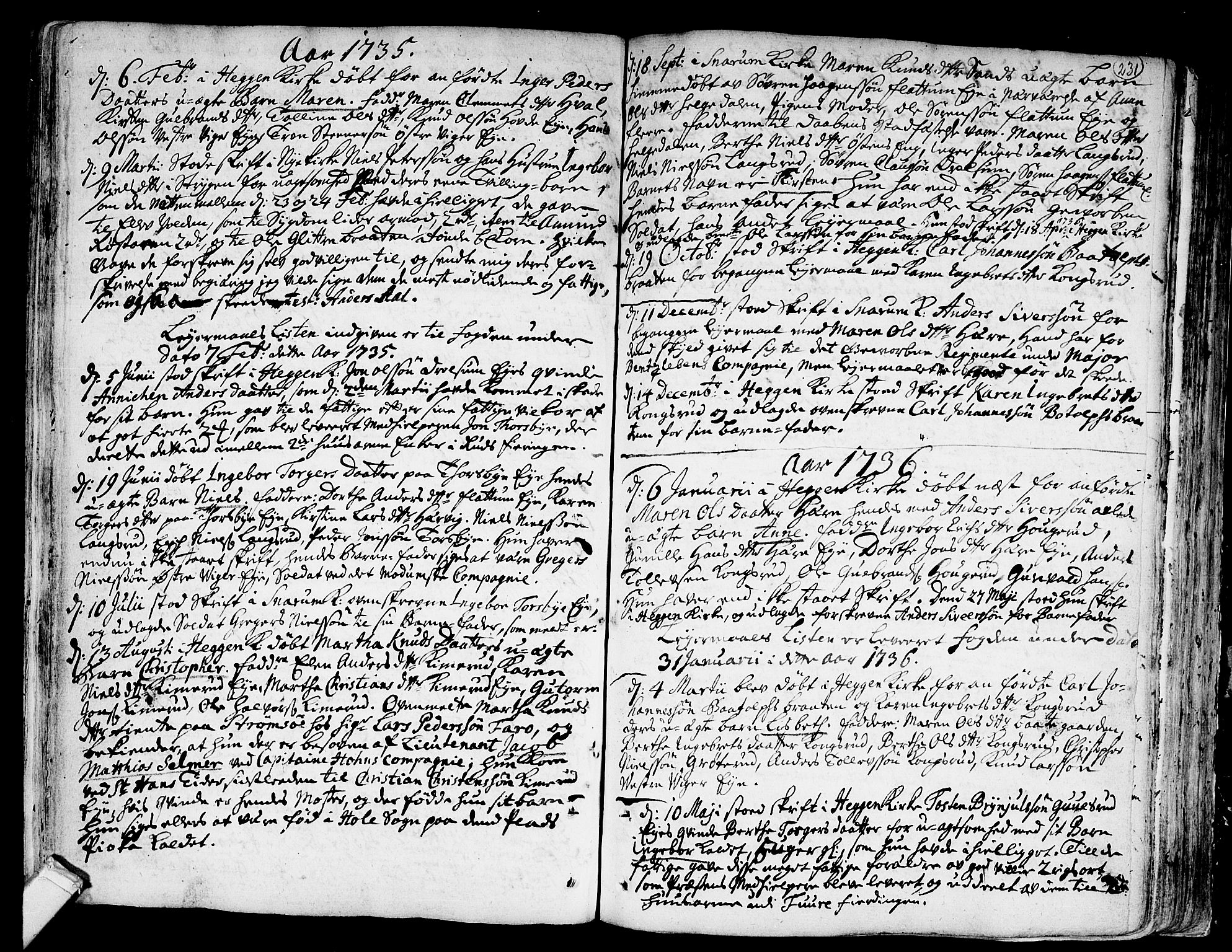 Modum kirkebøker, SAKO/A-234/F/Fa/L0001: Parish register (official) no. 1, 1712-1740, p. 231