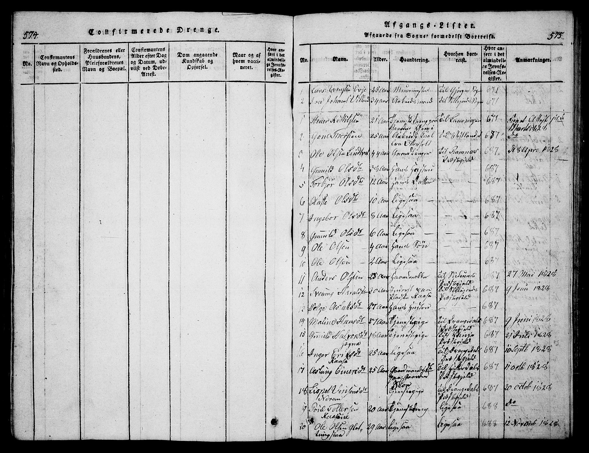 Bø kirkebøker, SAKO/A-257/G/Ga/L0001: Parish register (copy) no. 1, 1815-1831, p. 574-575
