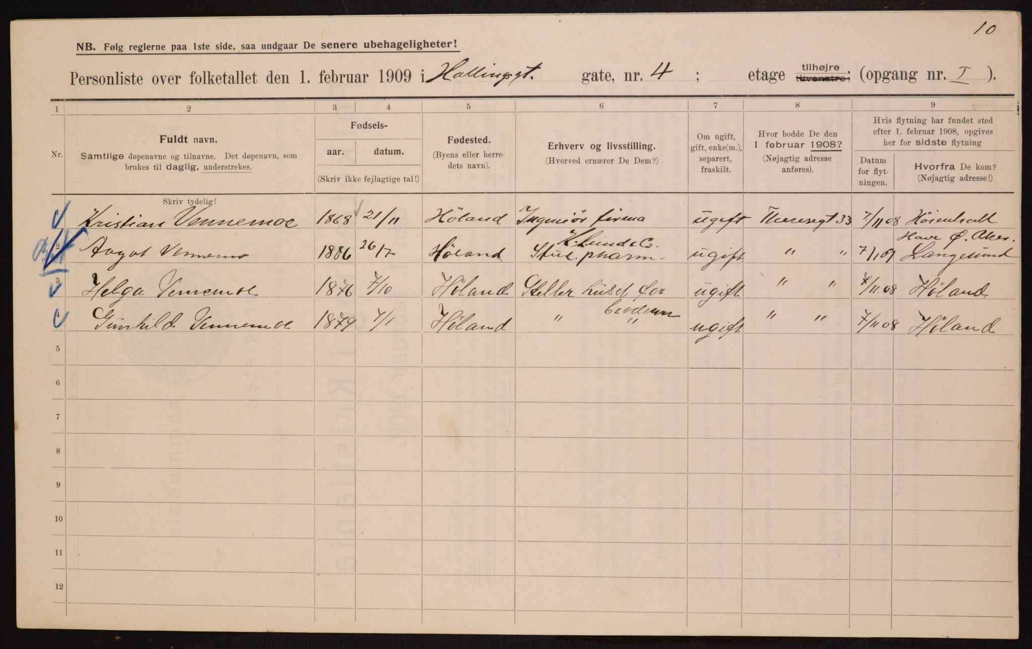 OBA, Municipal Census 1909 for Kristiania, 1909, p. 30992