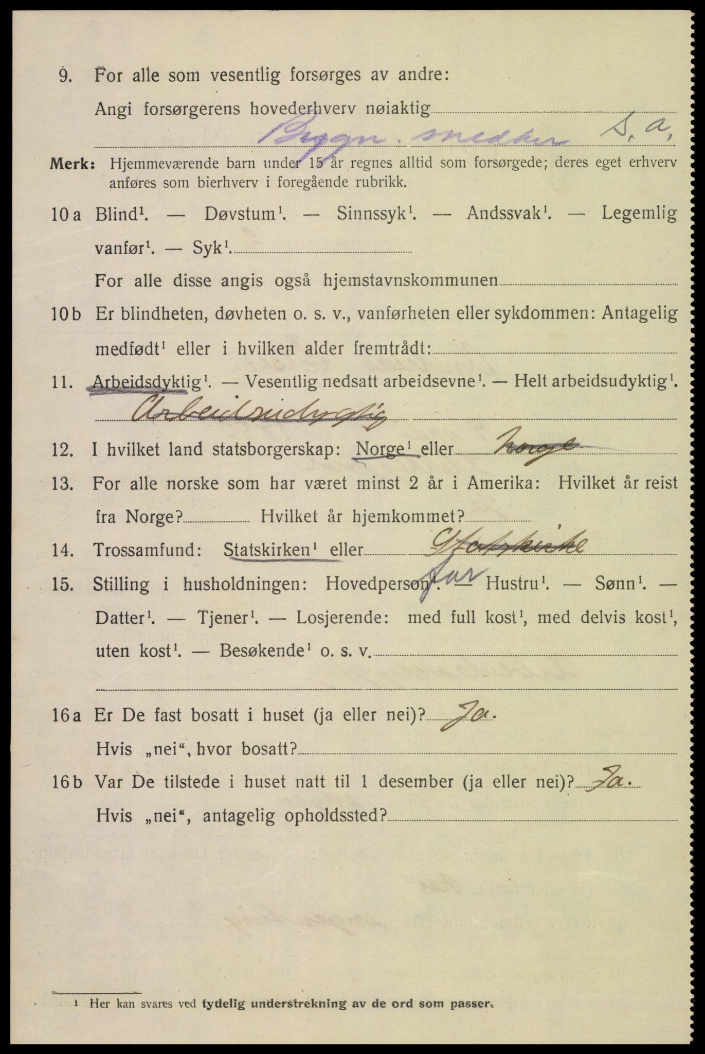 SAK, 1920 census for Flekkefjord, 1920, p. 3217
