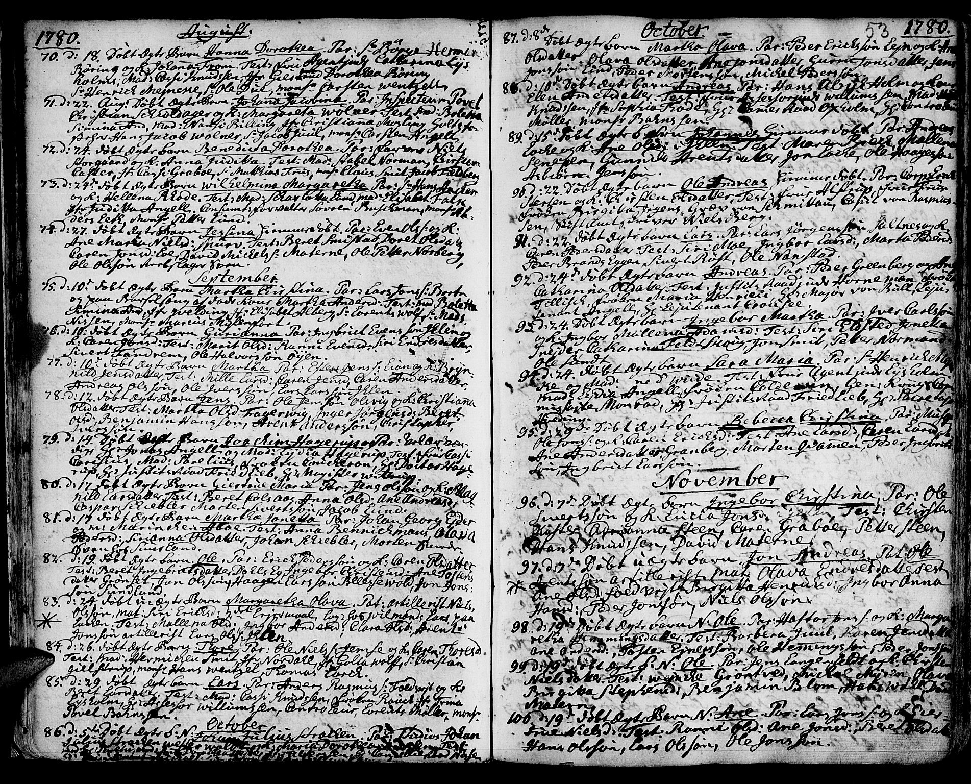 Ministerialprotokoller, klokkerbøker og fødselsregistre - Sør-Trøndelag, SAT/A-1456/601/L0039: Parish register (official) no. 601A07, 1770-1819, p. 53