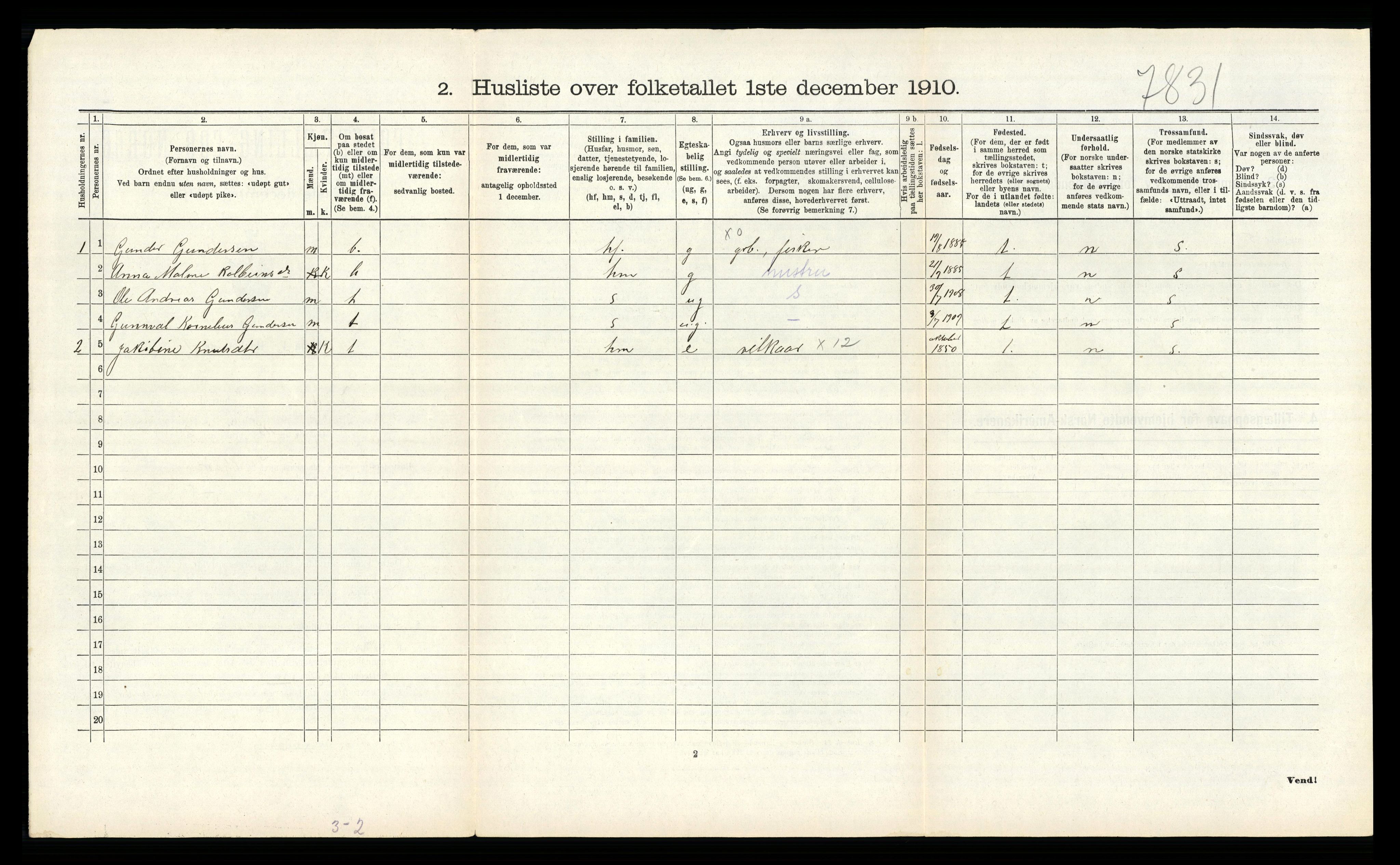 RA, 1910 census for Finnås, 1910, p. 649