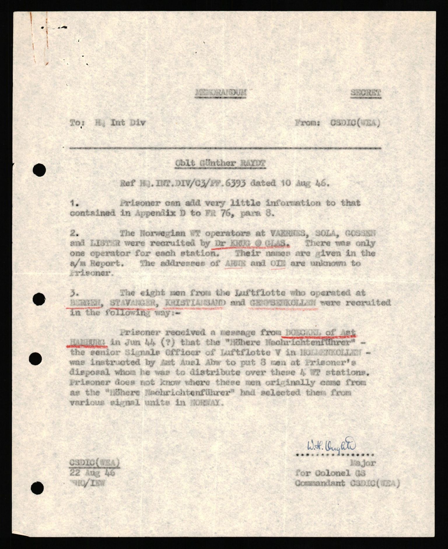 Forsvaret, Forsvarets overkommando II, AV/RA-RAFA-3915/D/Db/L0027: CI Questionaires. Tyske okkupasjonsstyrker i Norge. Tyskere., 1945-1946, p. 69