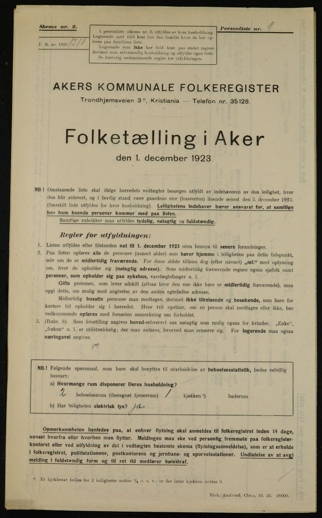 , Municipal Census 1923 for Aker, 1923, p. 44169