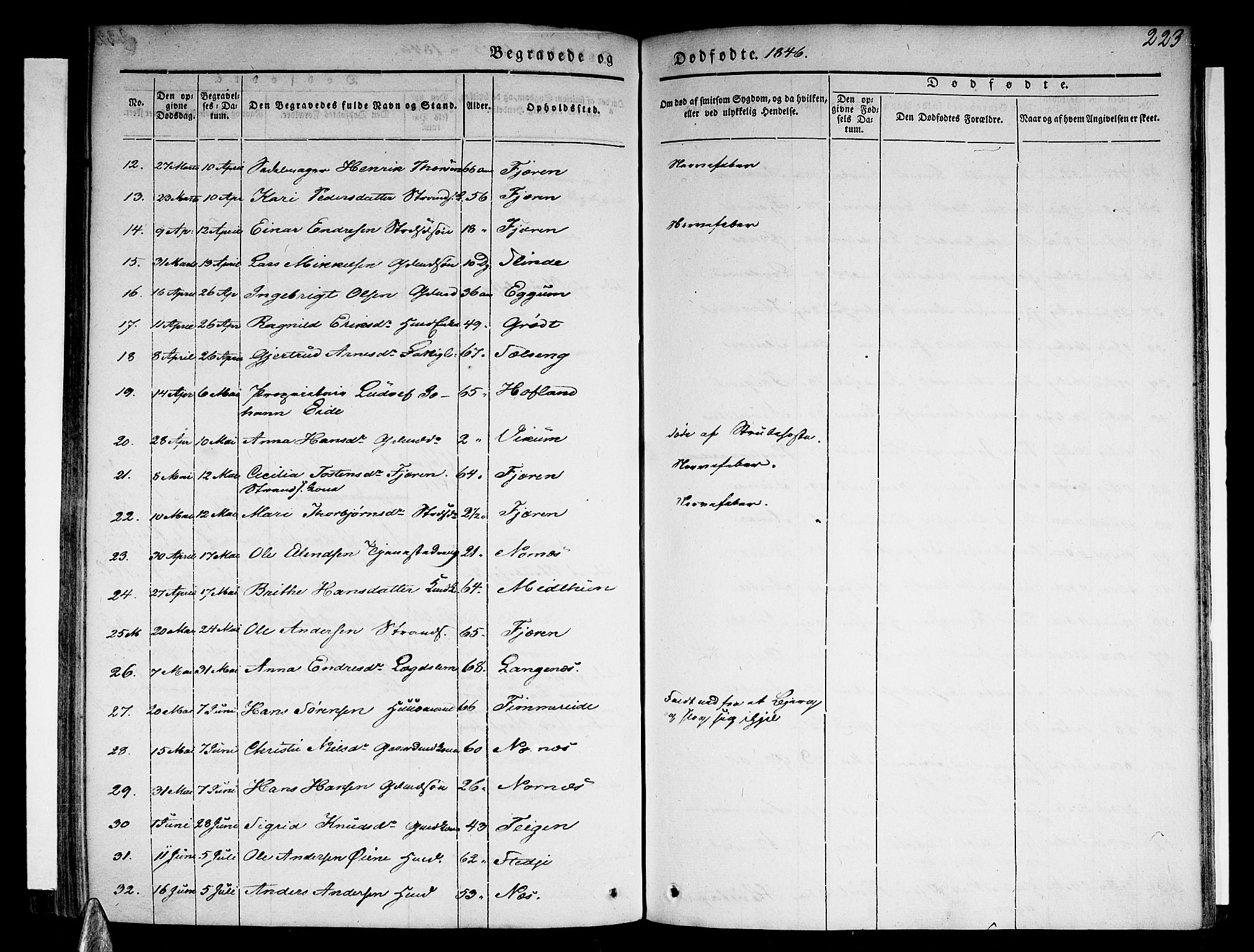 Sogndal sokneprestembete, SAB/A-81301/H/Haa/Haaa/L0011: Parish register (official) no. A 11, 1839-1847, p. 223