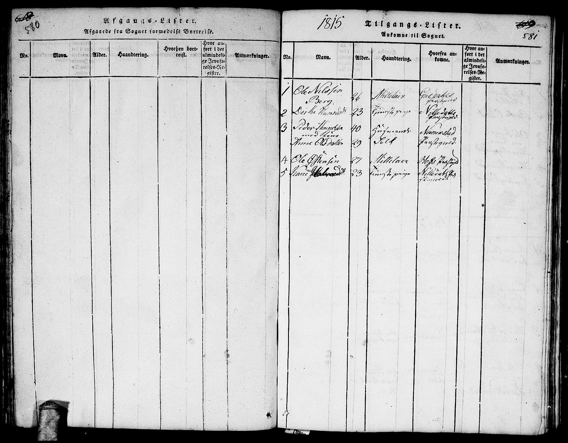 Gjerdrum prestekontor Kirkebøker, AV/SAO-A-10412b/F/Fa/L0004: Parish register (official) no. I 4, 1816-1836, p. 580-581