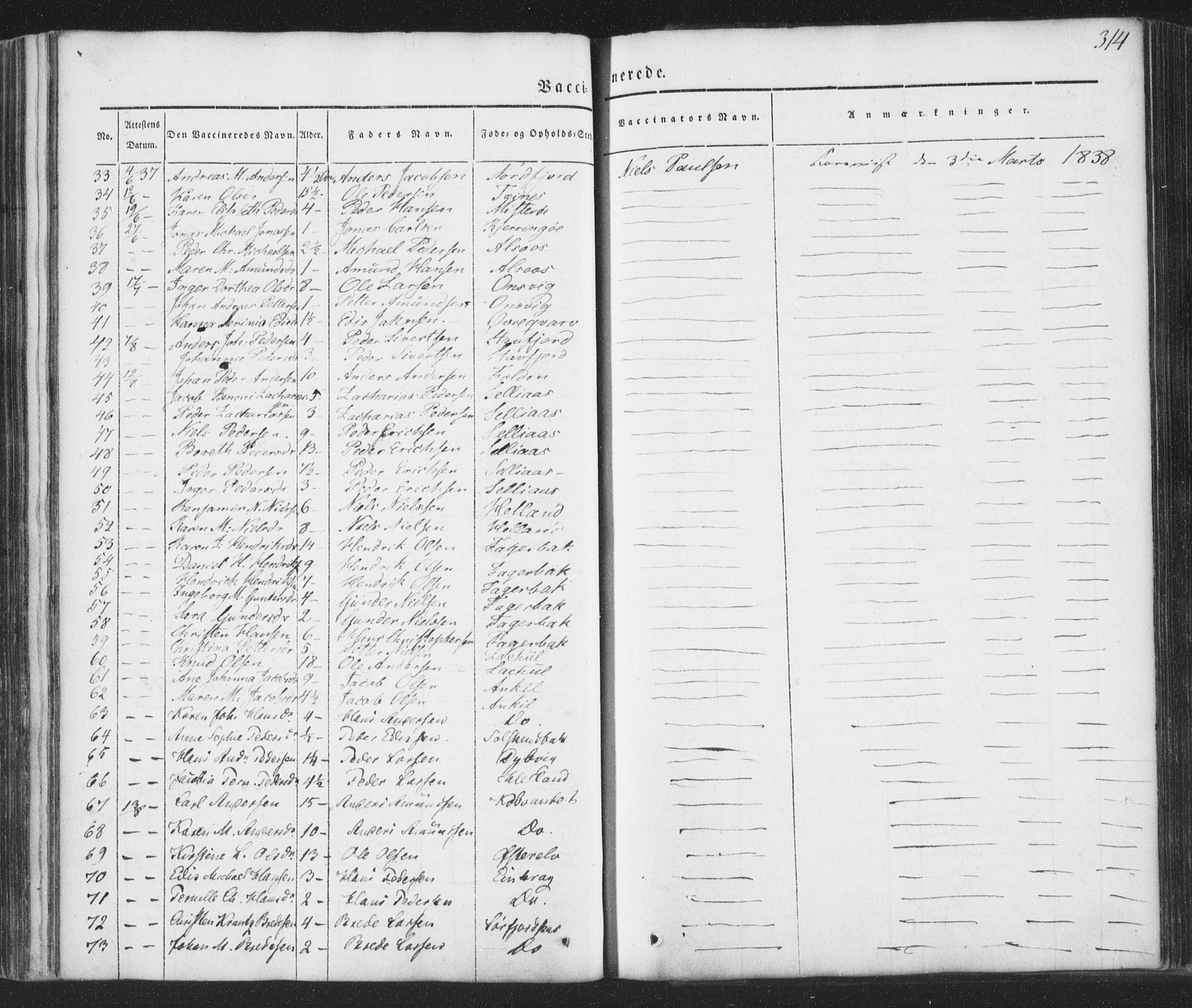 Ministerialprotokoller, klokkerbøker og fødselsregistre - Nordland, AV/SAT-A-1459/853/L0769: Parish register (official) no. 853A08, 1836-1856, p. 314