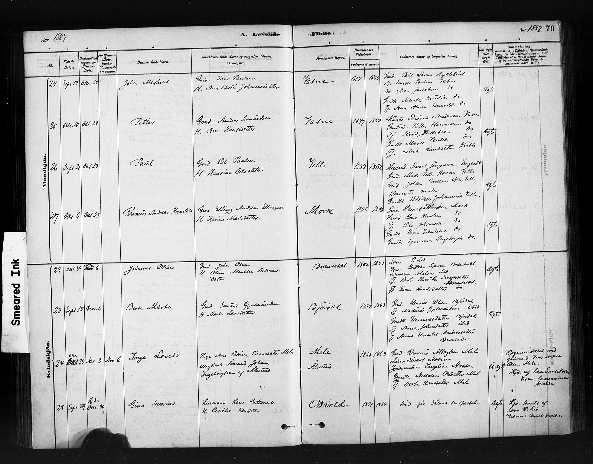 Ministerialprotokoller, klokkerbøker og fødselsregistre - Møre og Romsdal, AV/SAT-A-1454/513/L0176: Parish register (official) no. 513A03, 1877-1889, p. 79