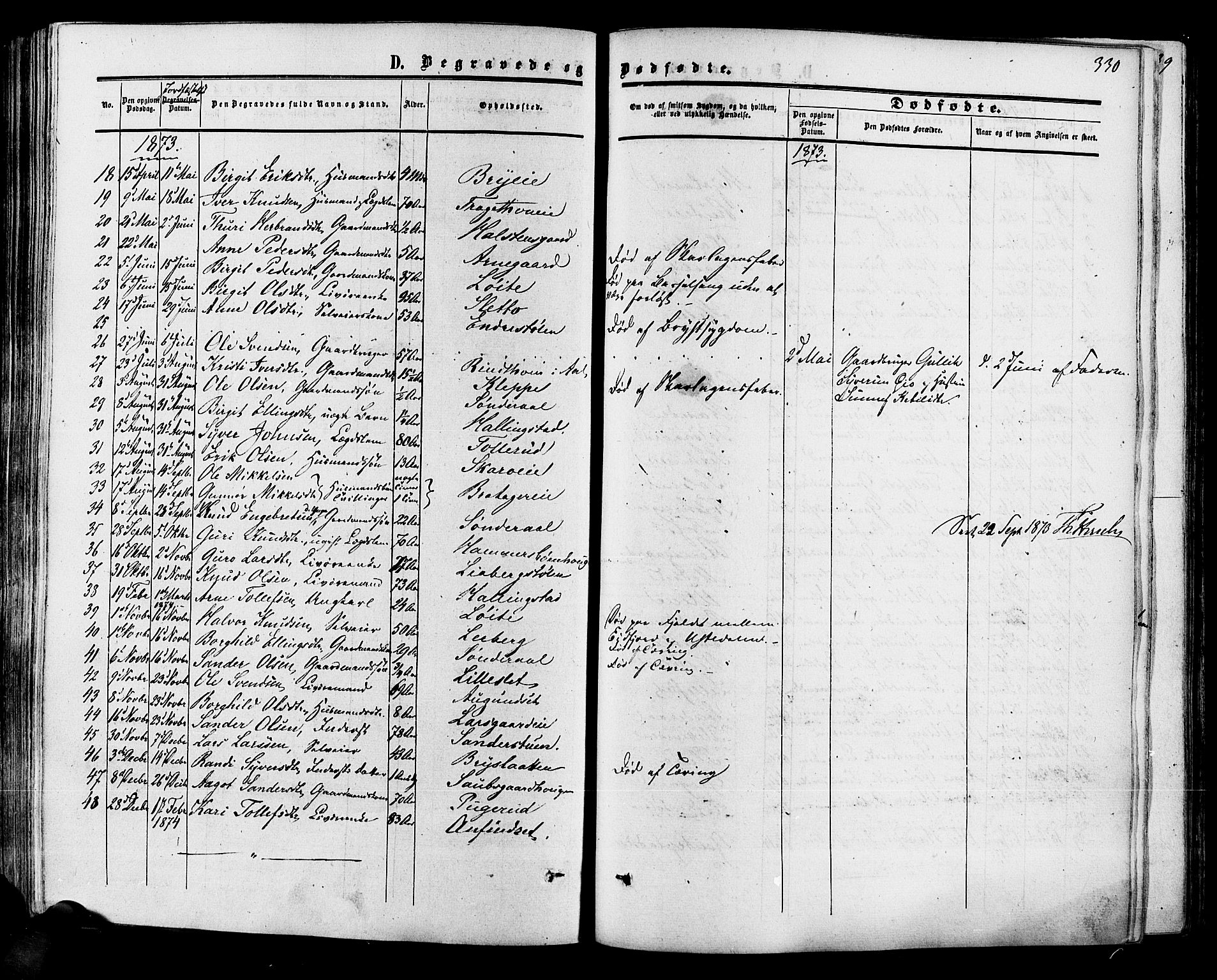 Hol kirkebøker, SAKO/A-227/F/Fa/L0002: Parish register (official) no. I 2, 1870-1886, p. 330