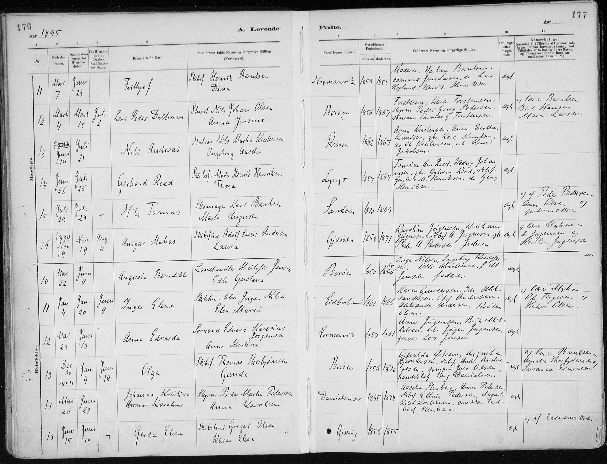 Dypvåg sokneprestkontor, SAK/1111-0007/F/Fa/Faa/L0008: Parish register (official) no. A 8, 1885-1906, p. 176-177