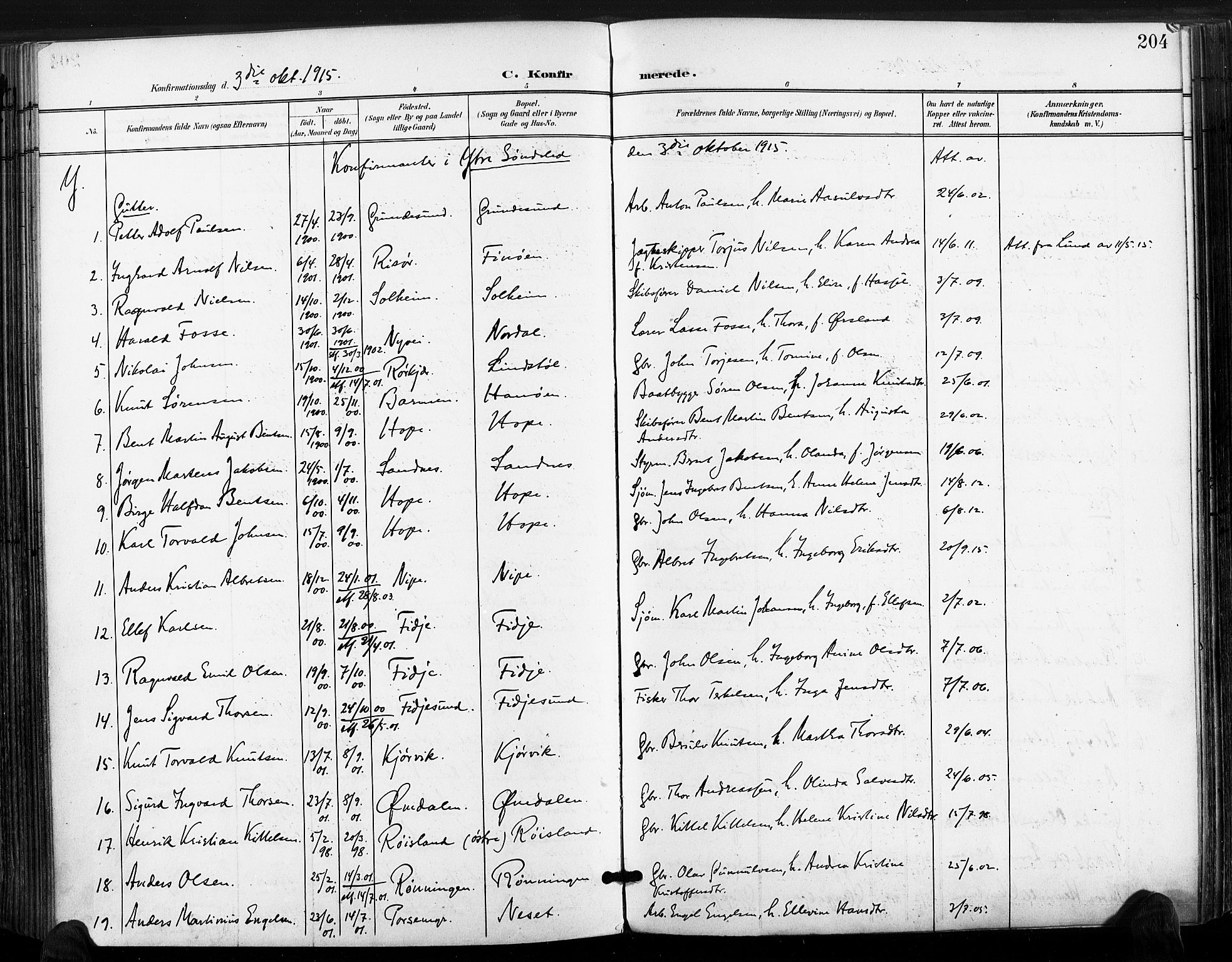 Søndeled sokneprestkontor, SAK/1111-0038/F/Fa/L0006: Parish register (official) no. A 6, 1900-1922, p. 205