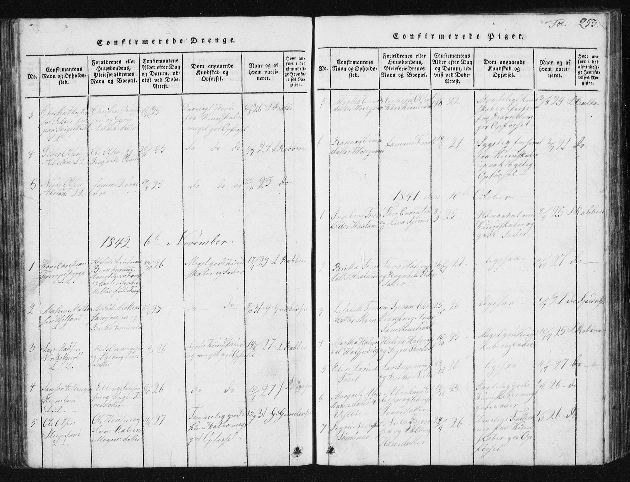 Vikedal sokneprestkontor, SAST/A-101840/01/V: Parish register (copy) no. B 2, 1816-1863, p. 253