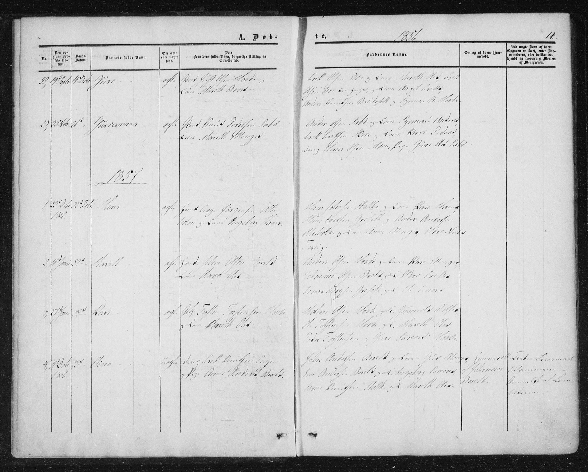 Ministerialprotokoller, klokkerbøker og fødselsregistre - Møre og Romsdal, AV/SAT-A-1454/543/L0562: Parish register (official) no. 543A02, 1854-1884, p. 11