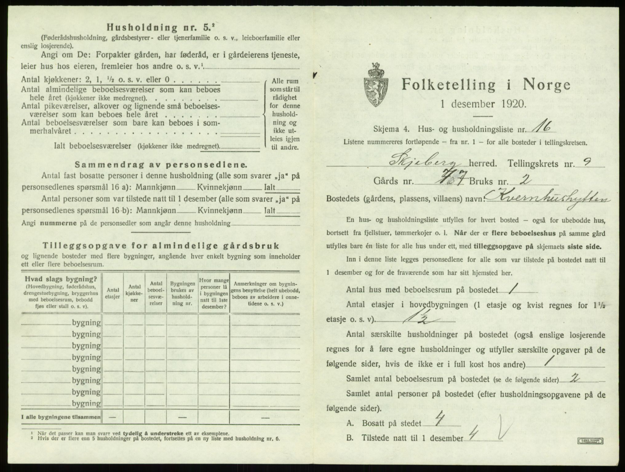 SAO, 1920 census for Skjeberg, 1920, p. 1331