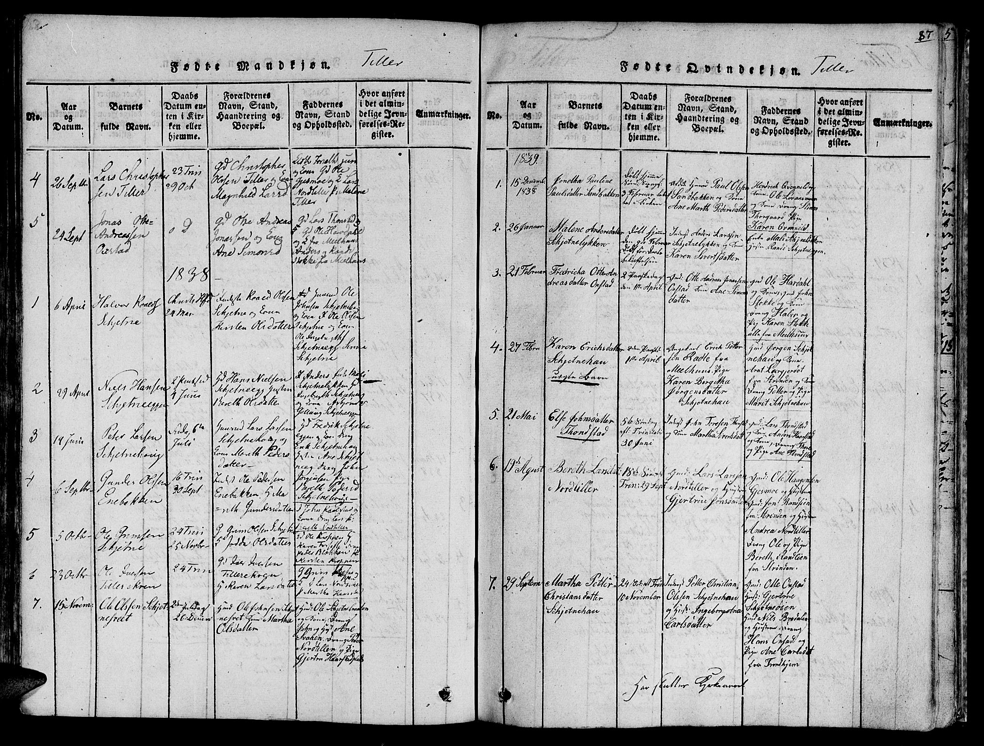 Ministerialprotokoller, klokkerbøker og fødselsregistre - Sør-Trøndelag, AV/SAT-A-1456/618/L0440: Parish register (official) no. 618A04 /2, 1816-1843, p. 87