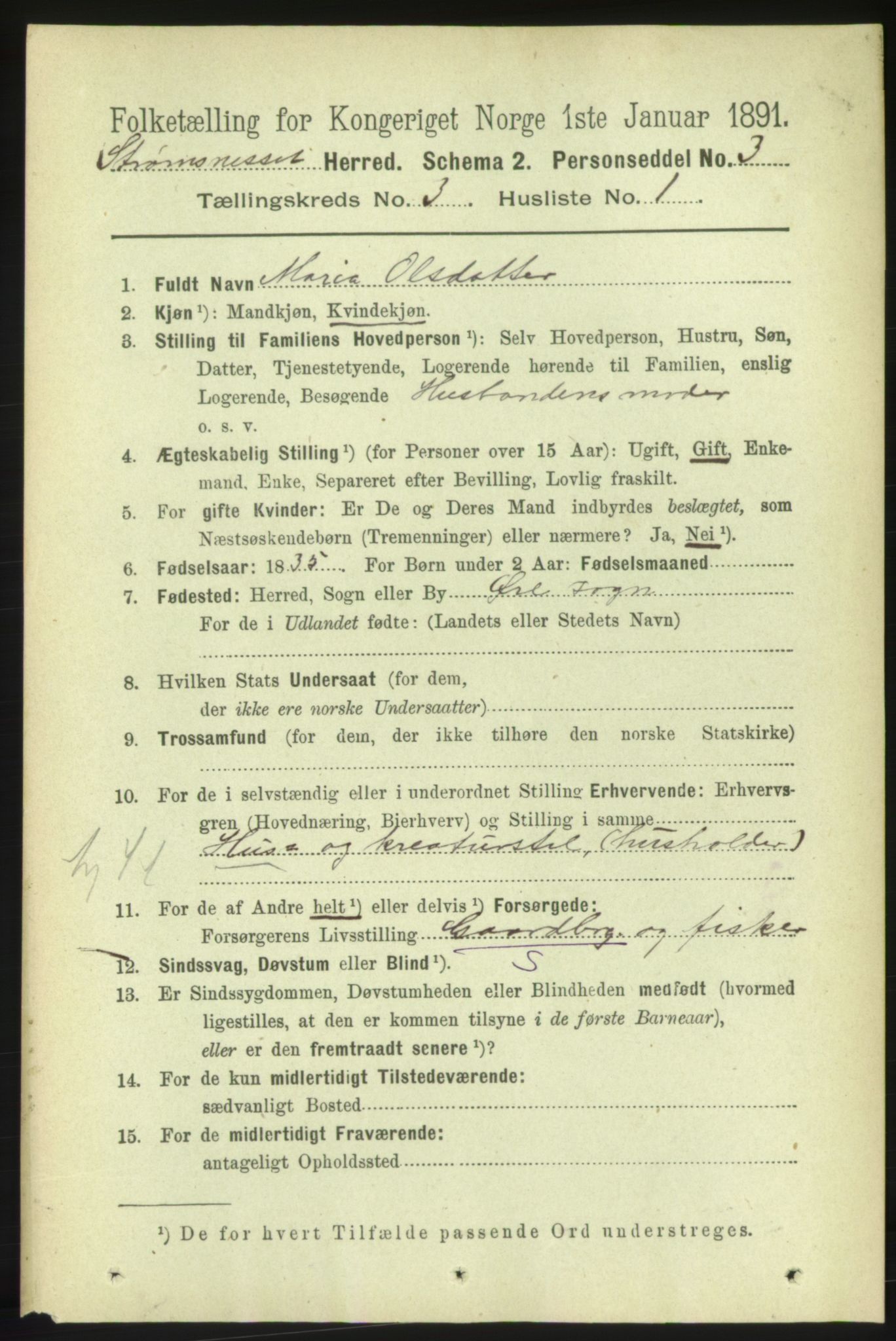 RA, 1891 census for 1559 Straumsnes, 1891, p. 462