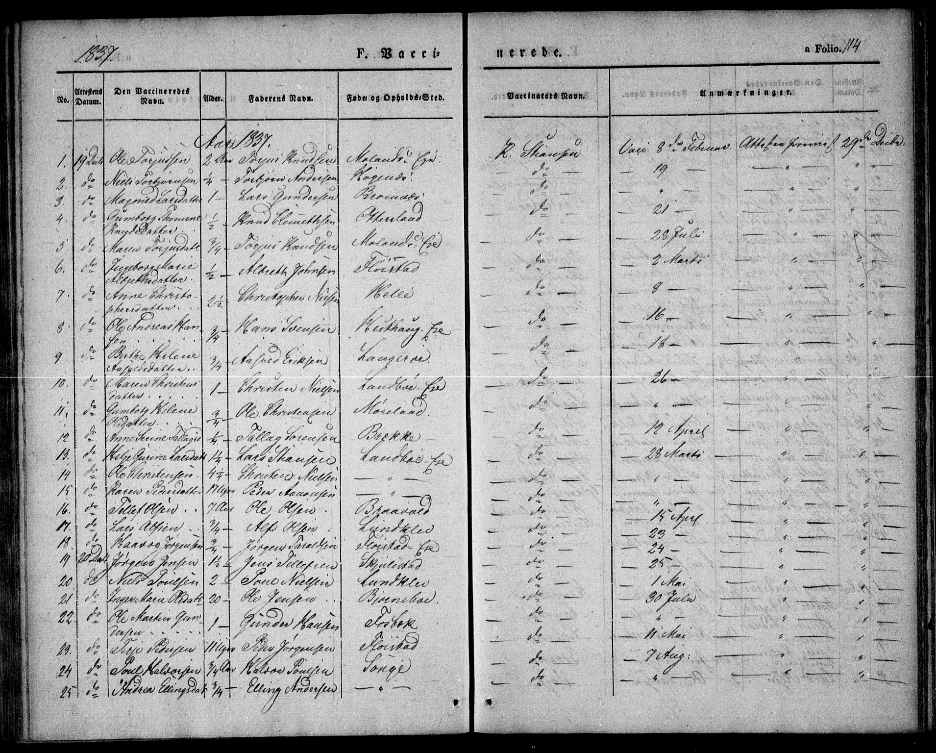 Austre Moland sokneprestkontor, SAK/1111-0001/F/Fa/Faa/L0006: Parish register (official) no. A 6, 1837-1846, p. 112