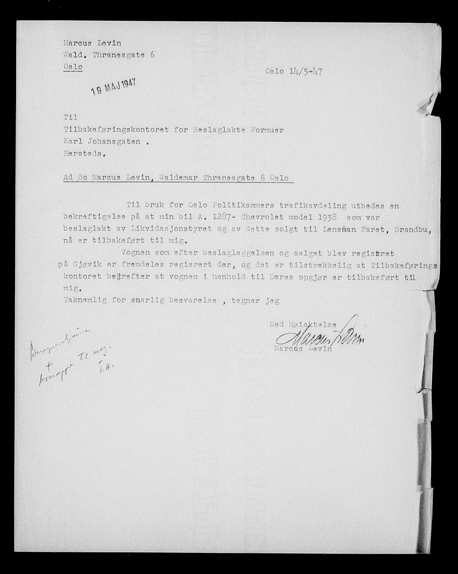 Justisdepartementet, Tilbakeføringskontoret for inndratte formuer, AV/RA-S-1564/H/Hc/Hcc/L0957: --, 1945-1947, p. 403