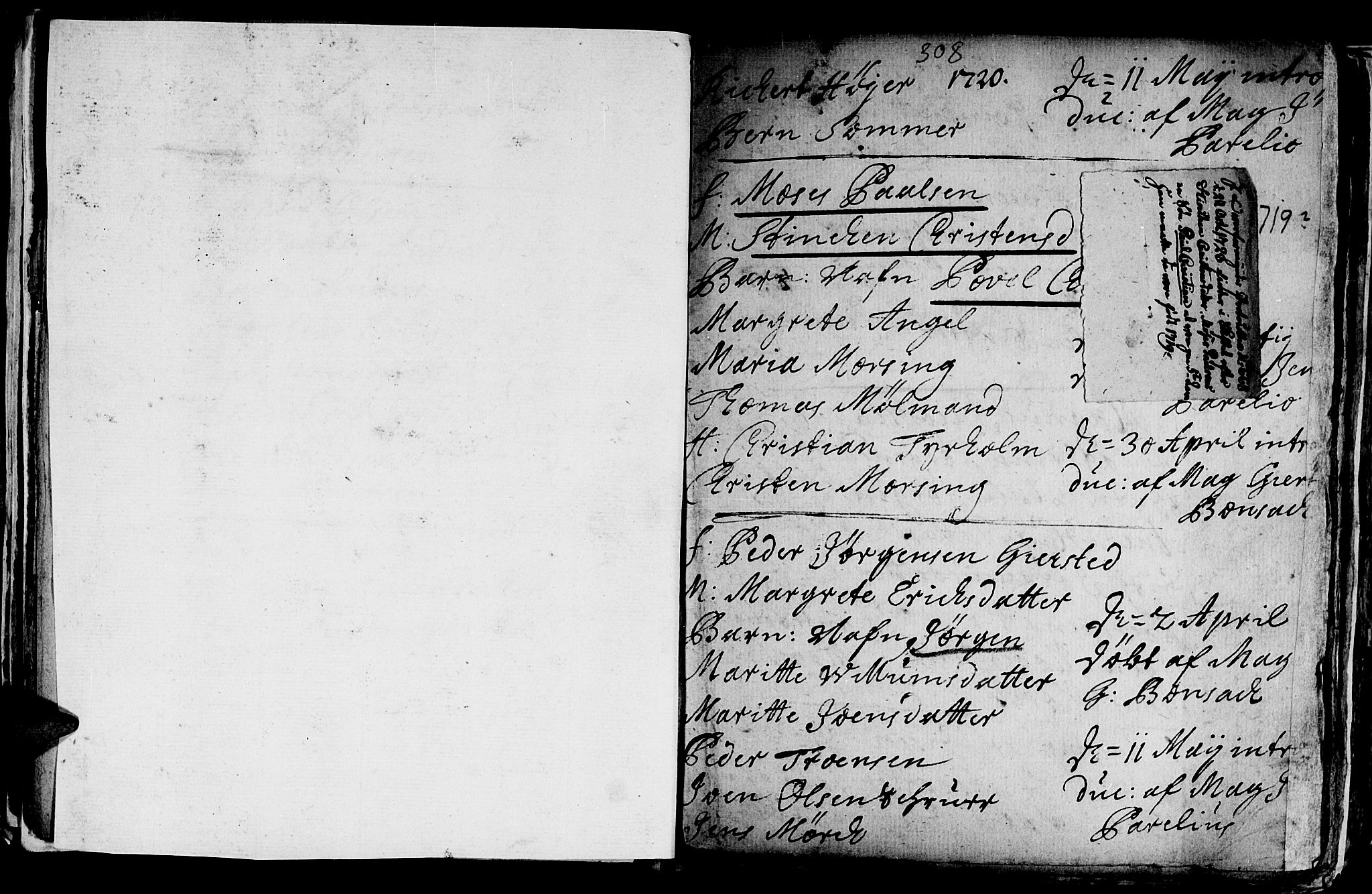 Ministerialprotokoller, klokkerbøker og fødselsregistre - Sør-Trøndelag, SAT/A-1456/601/L0035: Parish register (official) no. 601A03, 1713-1728, p. 308