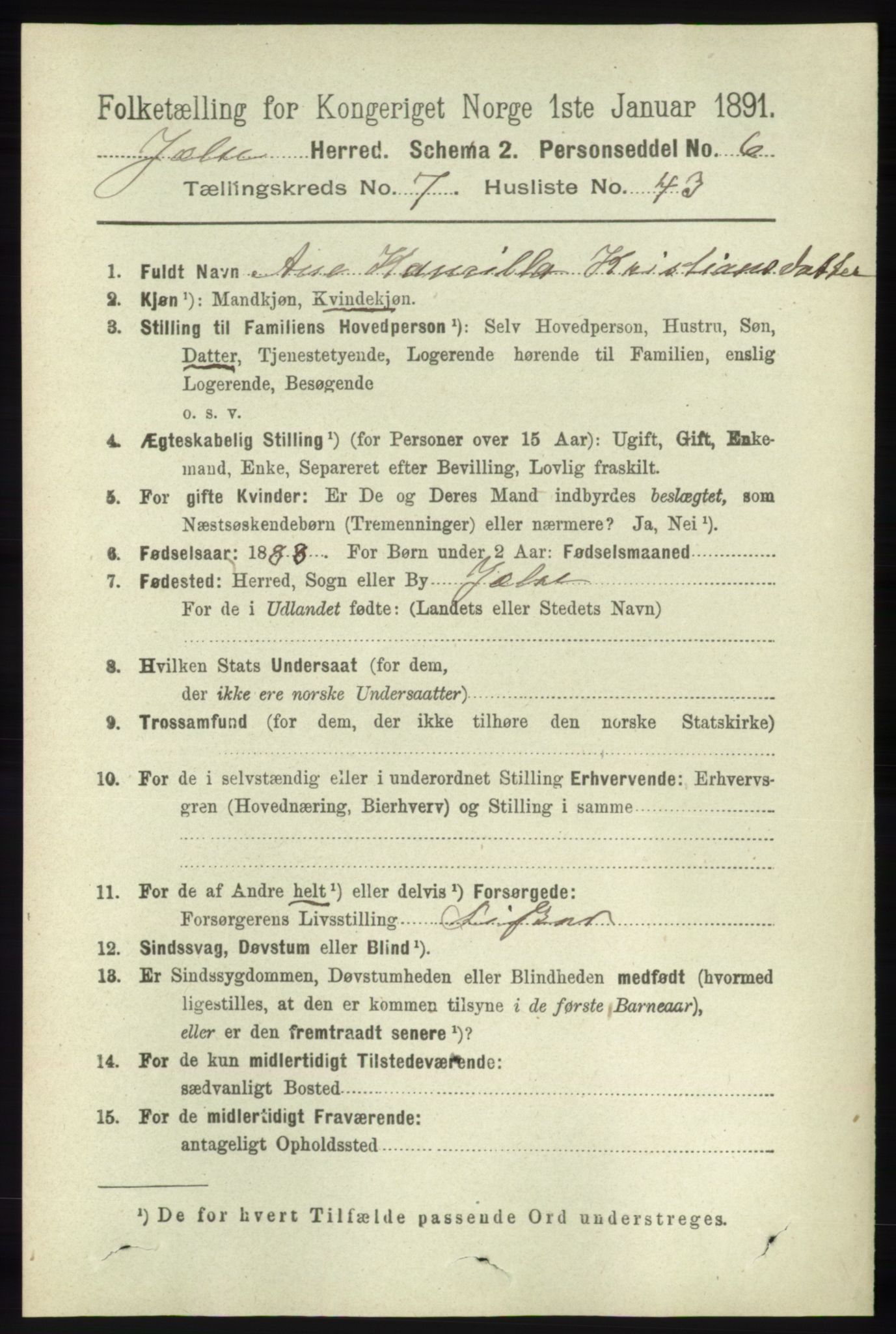 RA, 1891 census for 1138 Jelsa, 1891, p. 1740