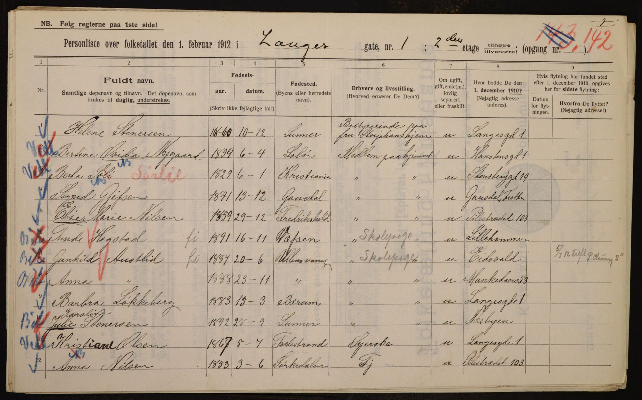 OBA, Municipal Census 1912 for Kristiania, 1912, p. 56630