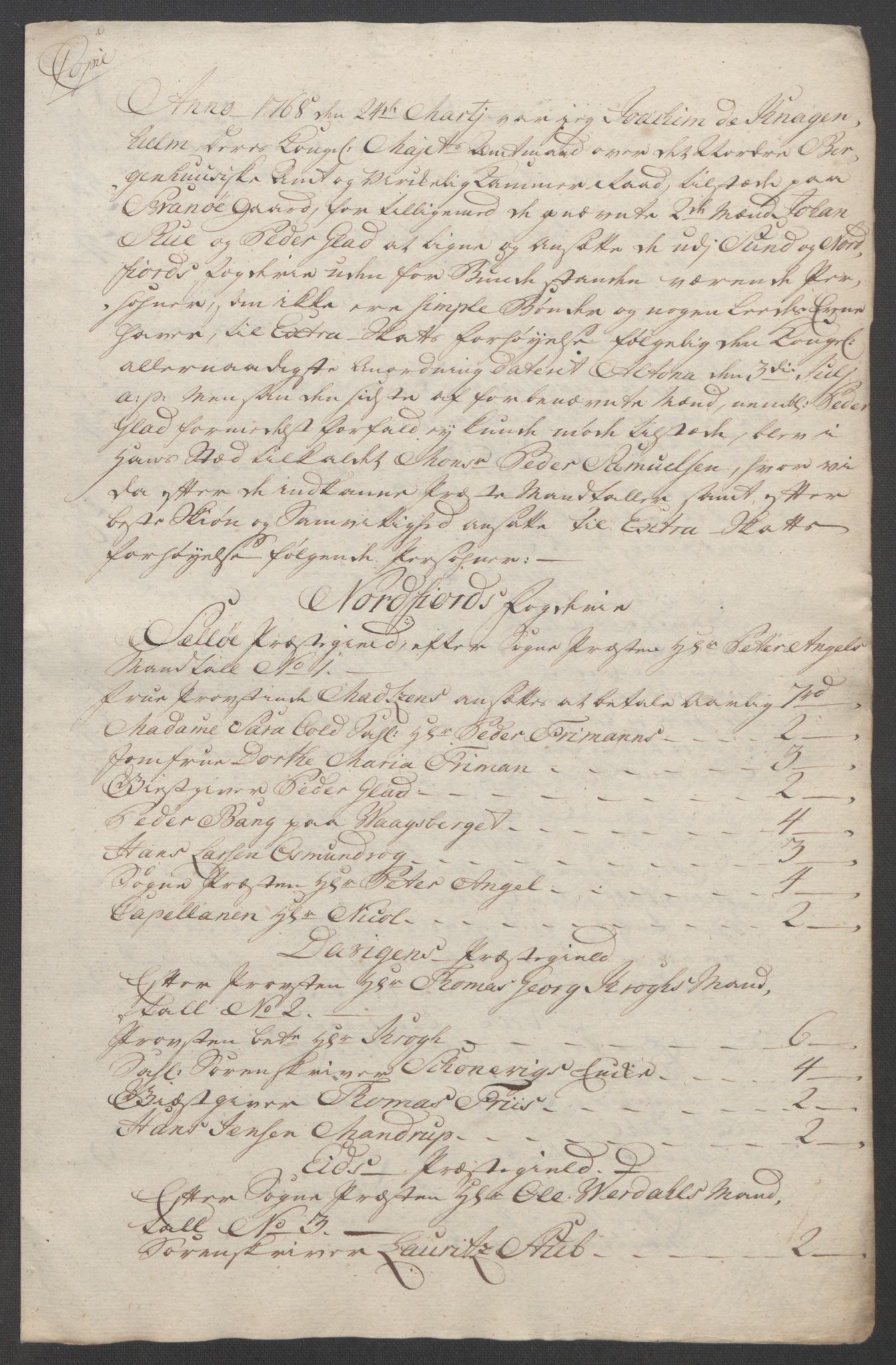 Rentekammeret inntil 1814, Reviderte regnskaper, Fogderegnskap, RA/EA-4092/R53/L3550: Ekstraskatten Sunn- og Nordfjord, 1762-1771, p. 232