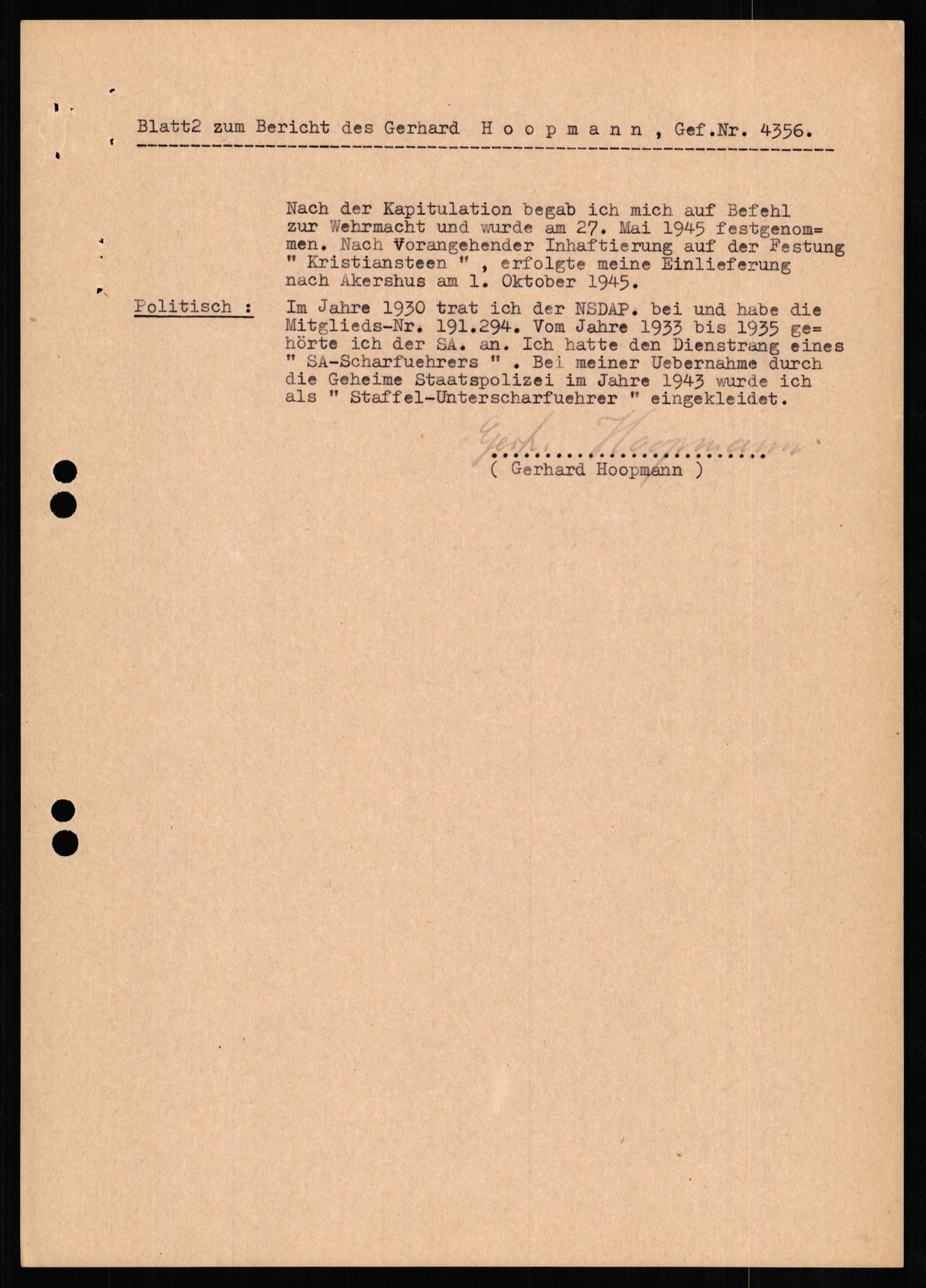 Forsvaret, Forsvarets overkommando II, AV/RA-RAFA-3915/D/Db/L0013: CI Questionaires. Tyske okkupasjonsstyrker i Norge. Tyskere., 1945-1946, p. 470