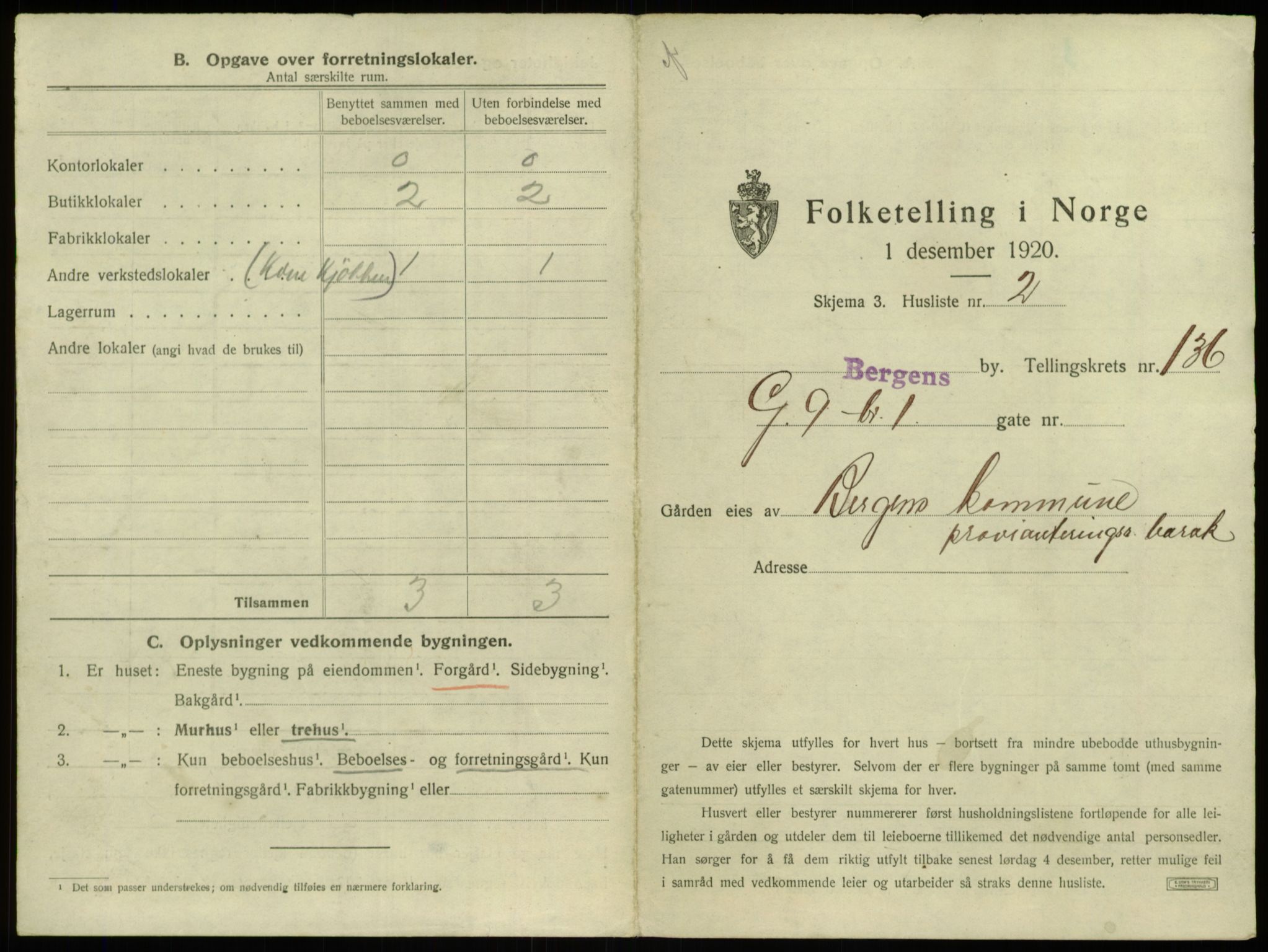 SAB, 1920 census for Bergen, 1920, p. 12663