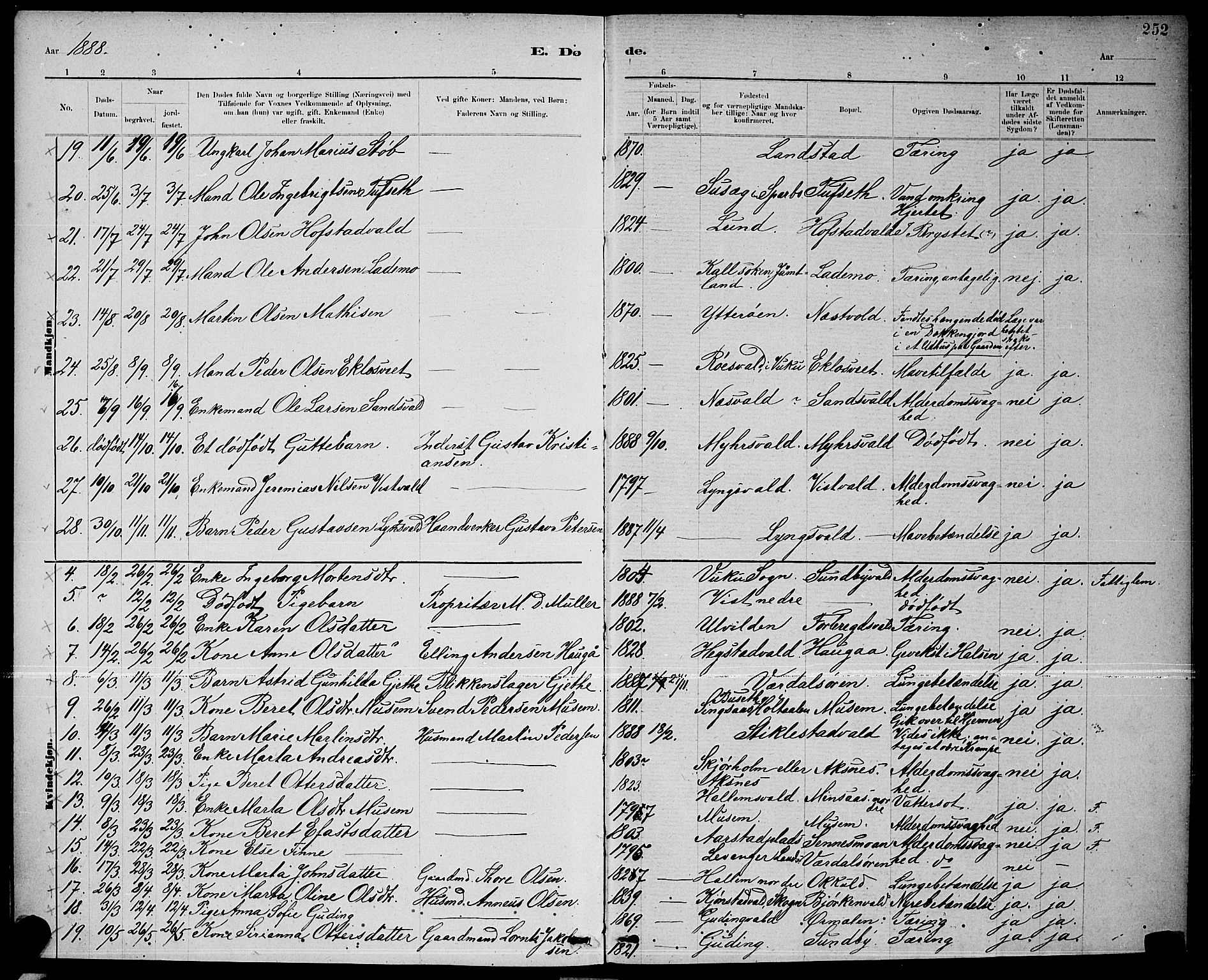 Ministerialprotokoller, klokkerbøker og fødselsregistre - Nord-Trøndelag, SAT/A-1458/723/L0256: Parish register (copy) no. 723C04, 1879-1890, p. 252