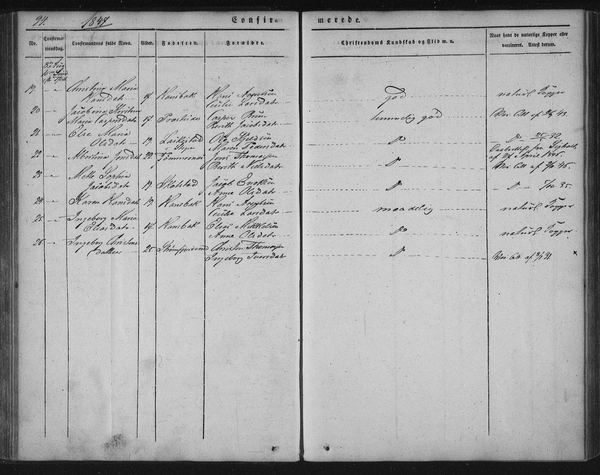 Ministerialprotokoller, klokkerbøker og fødselsregistre - Nordland, AV/SAT-A-1459/859/L0843: Parish register (official) no. 859A03, 1840-1848, p. 94