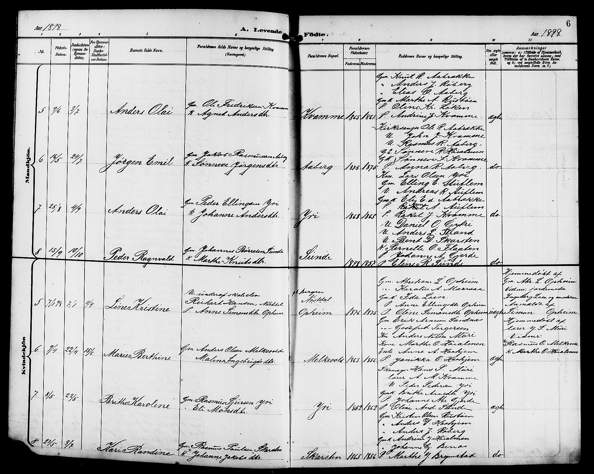 Innvik sokneprestembete, AV/SAB-A-80501: Parish register (copy) no. B 4, 1898-1916, p. 6