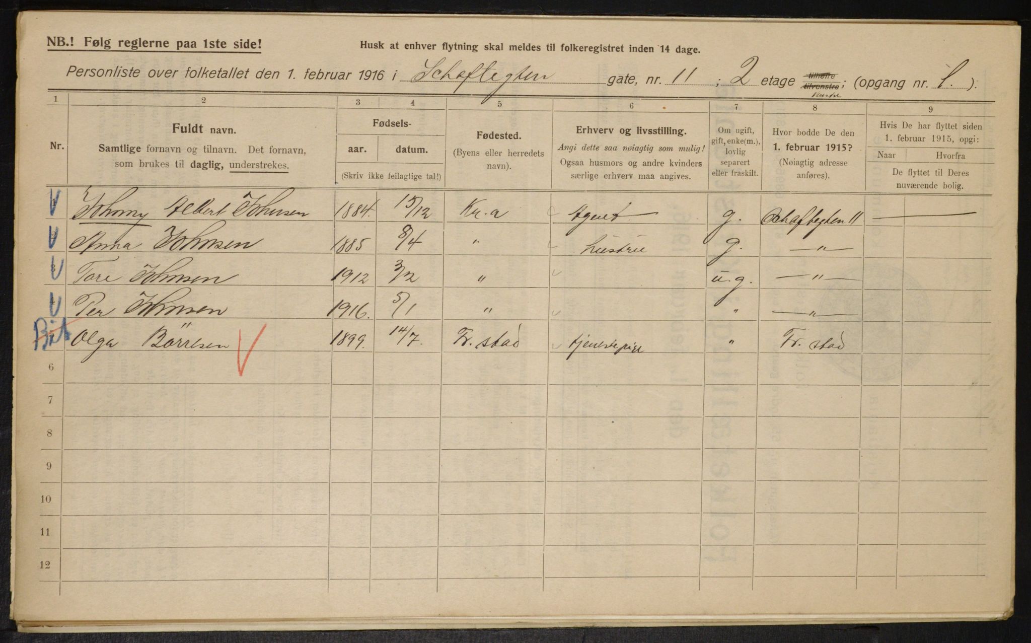 OBA, Municipal Census 1916 for Kristiania, 1916, p. 91597