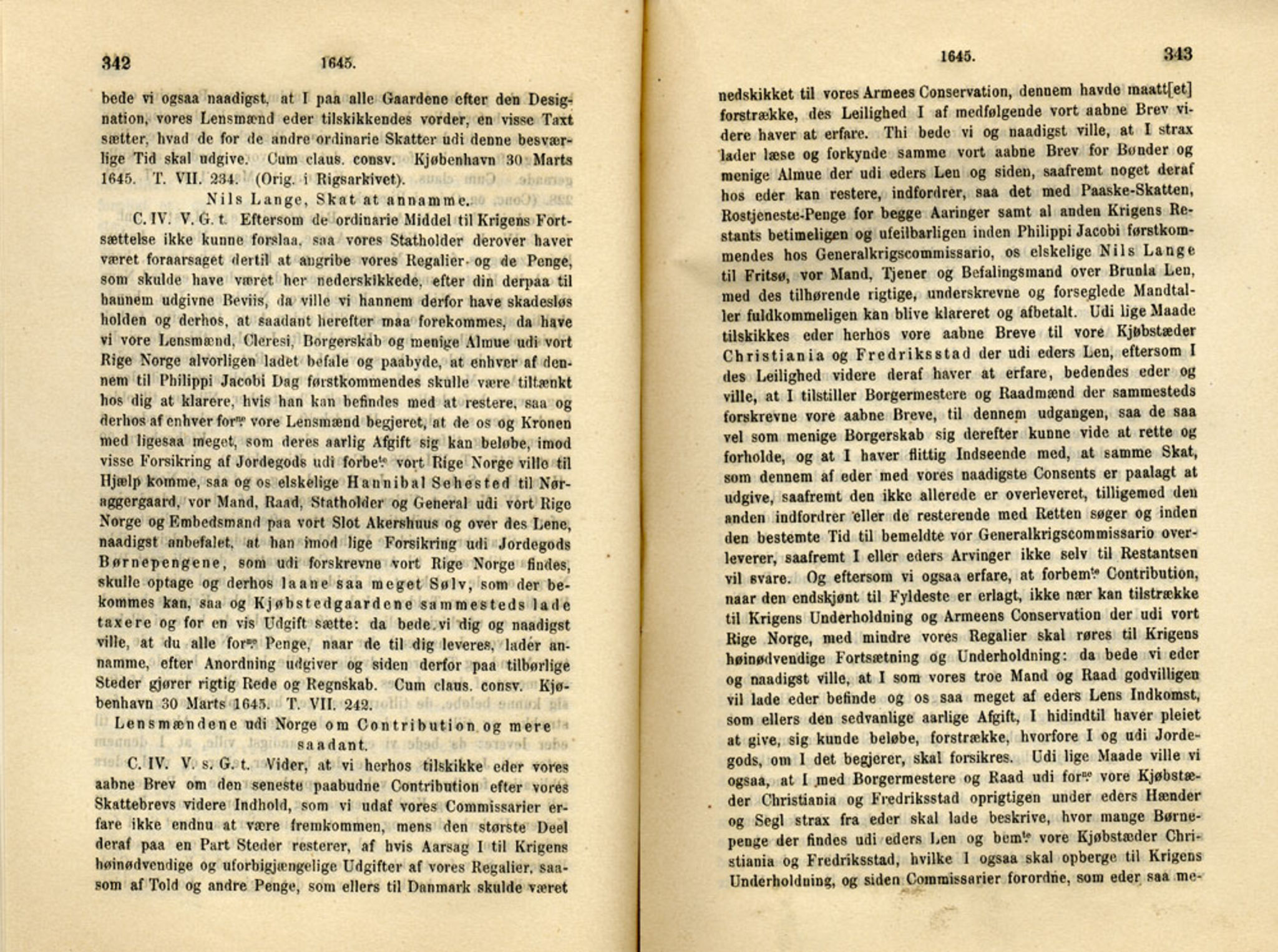 Publikasjoner utgitt av Det Norske Historiske Kildeskriftfond, PUBL/-/-/-: Norske Rigs-Registranter, bind 8, 1641-1648, p. 342-343