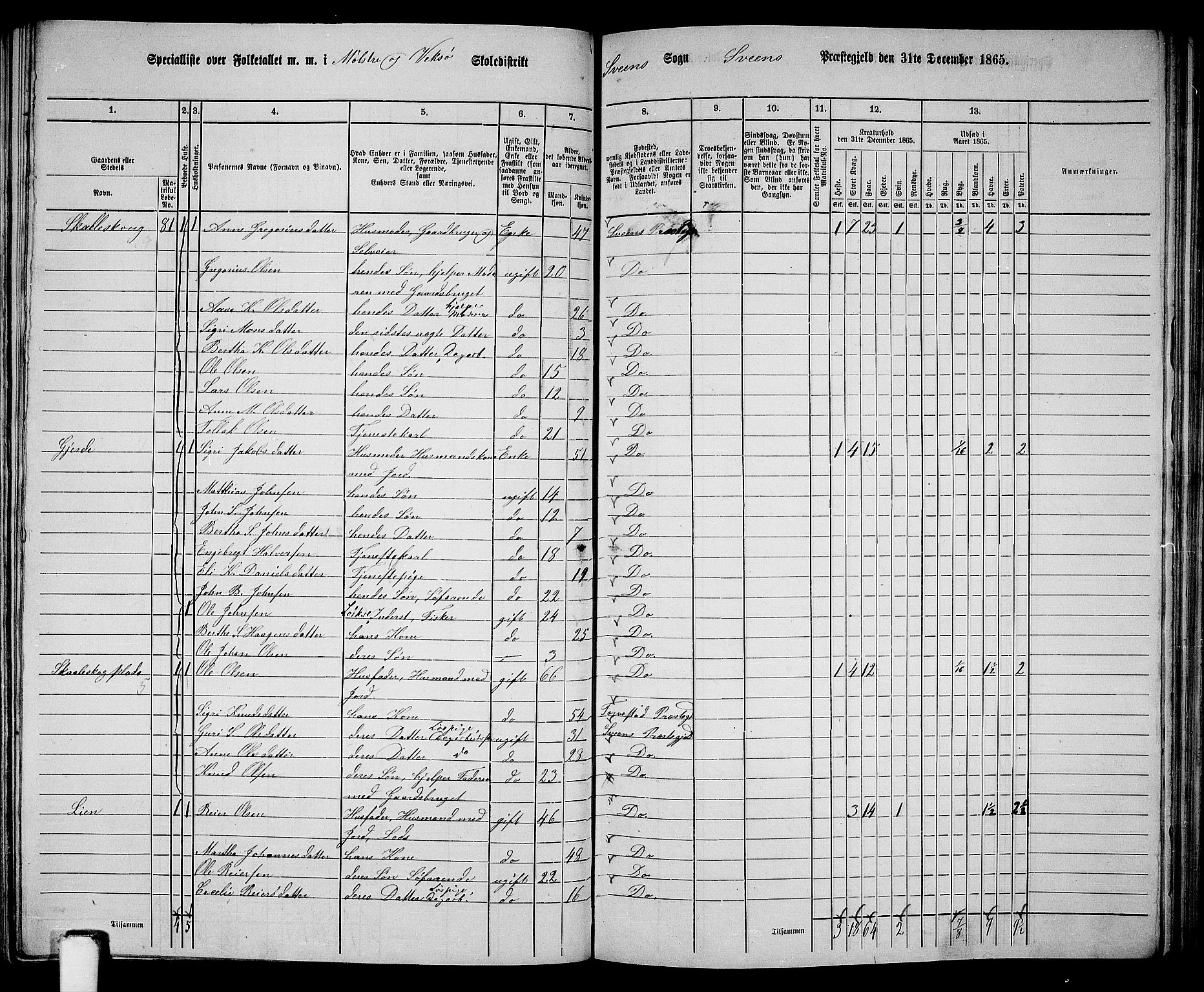 RA, 1865 census for Sveio, 1865, p. 132