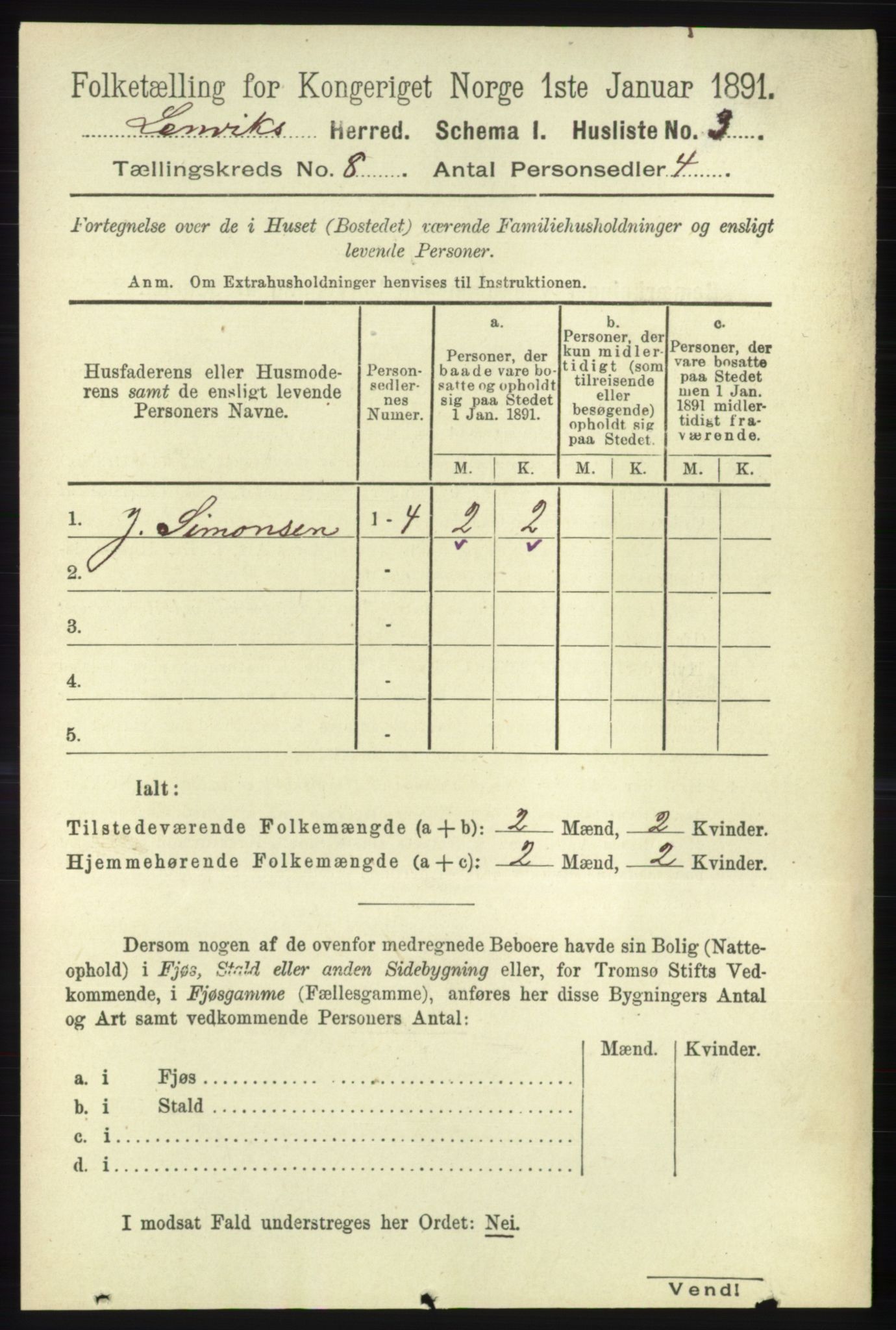 RA, 1891 census for 1931 Lenvik, 1891, p. 4312