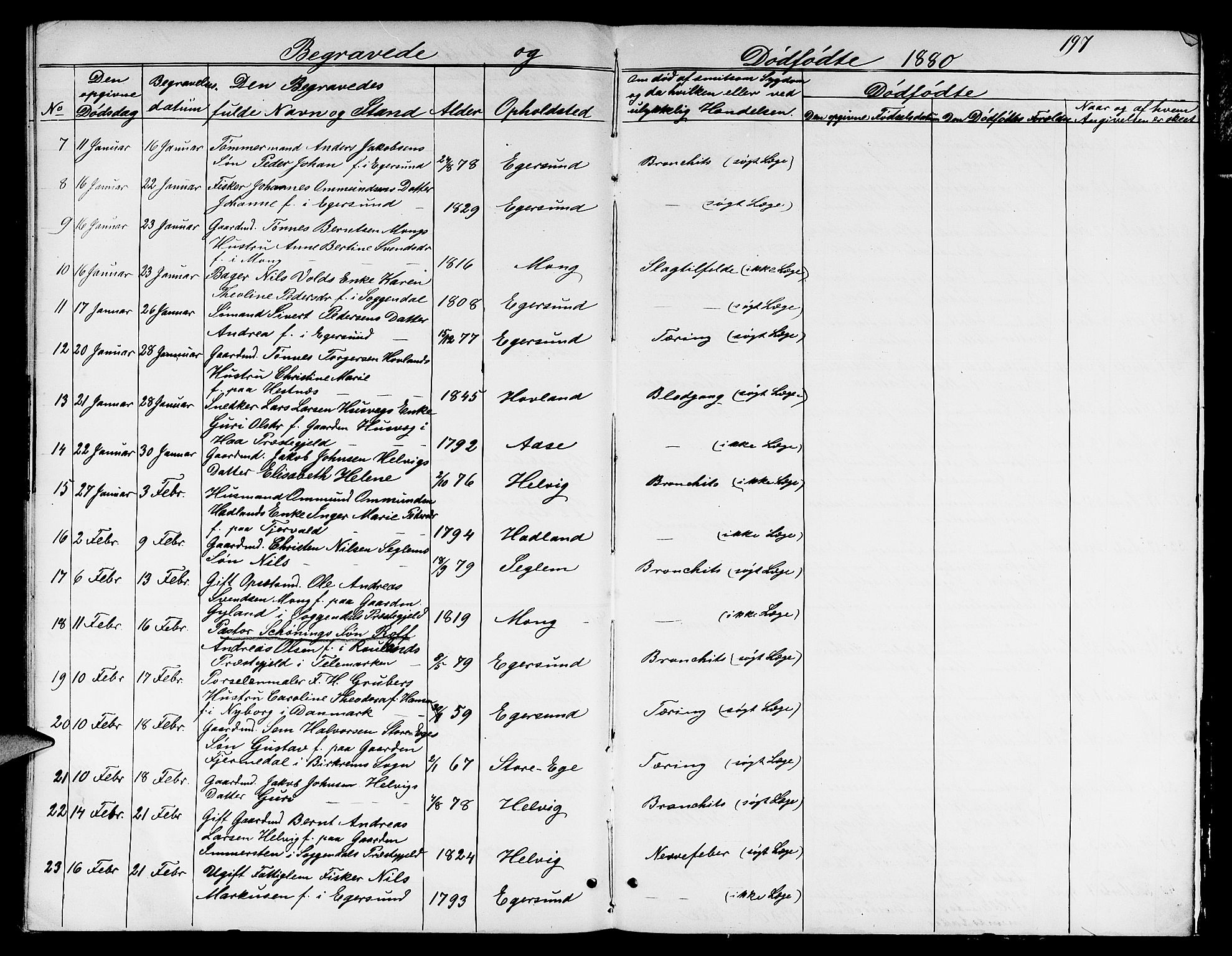 Eigersund sokneprestkontor, AV/SAST-A-101807/S09/L0005: Parish register (copy) no. B 5, 1872-1881, p. 197