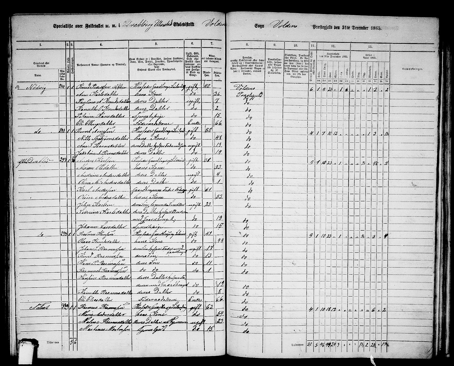 RA, 1865 census for Volda, 1865, p. 145