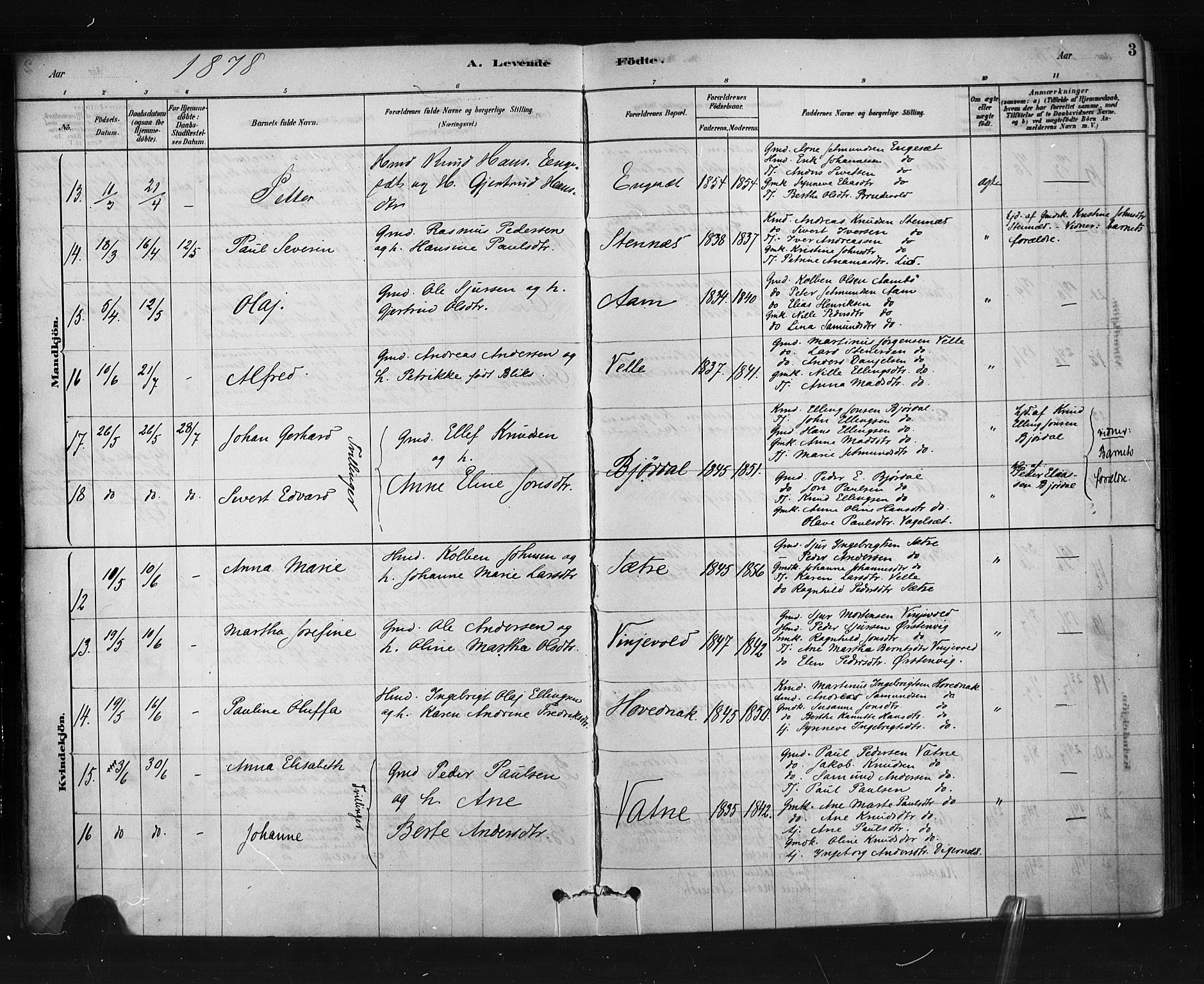 Ministerialprotokoller, klokkerbøker og fødselsregistre - Møre og Romsdal, AV/SAT-A-1454/513/L0176: Parish register (official) no. 513A03, 1877-1889, p. 3