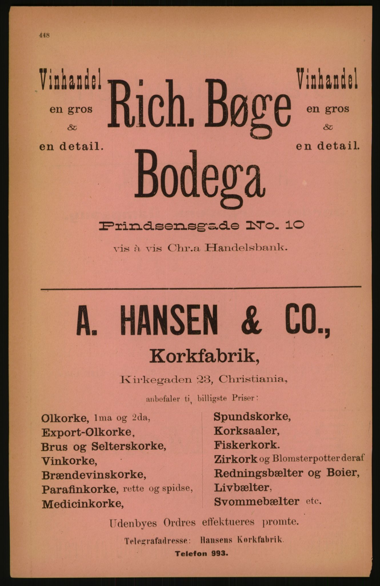 Kristiania/Oslo adressebok, PUBL/-, 1891, p. 448