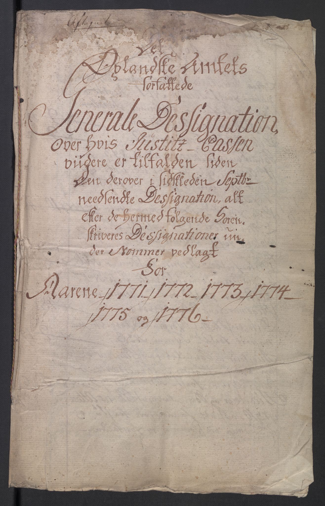 Rentekammeret inntil 1814, Reviderte regnskaper, Mindre regnskaper, RA/EA-4068/Rb/L0014: Opplands amt, 1771-1779, p. 31