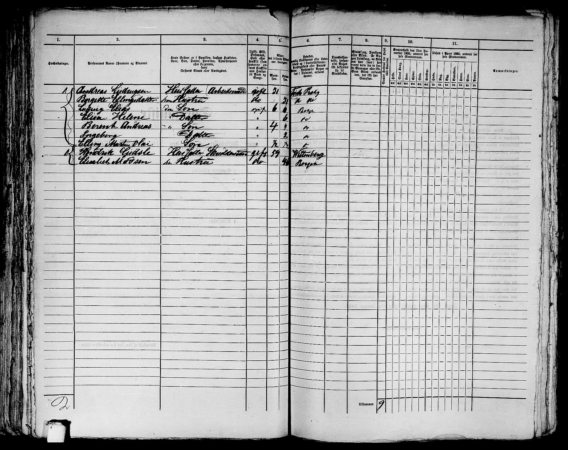 RA, 1865 census for Bergen, 1865, p. 4197