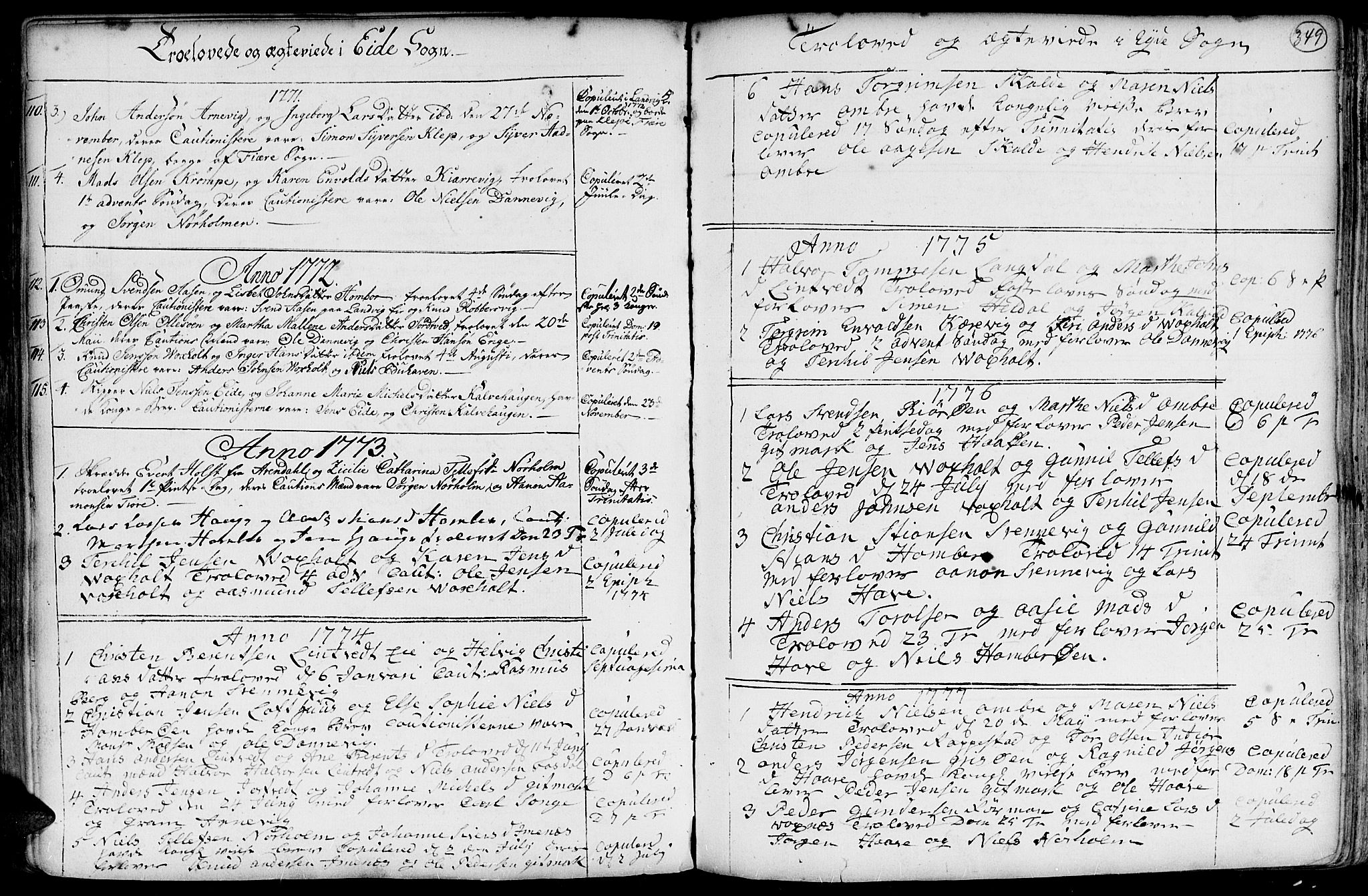 Hommedal sokneprestkontor, SAK/1111-0023/F/Fa/Fab/L0002: Parish register (official) no. A 2 /2, 1740-1823, p. 349