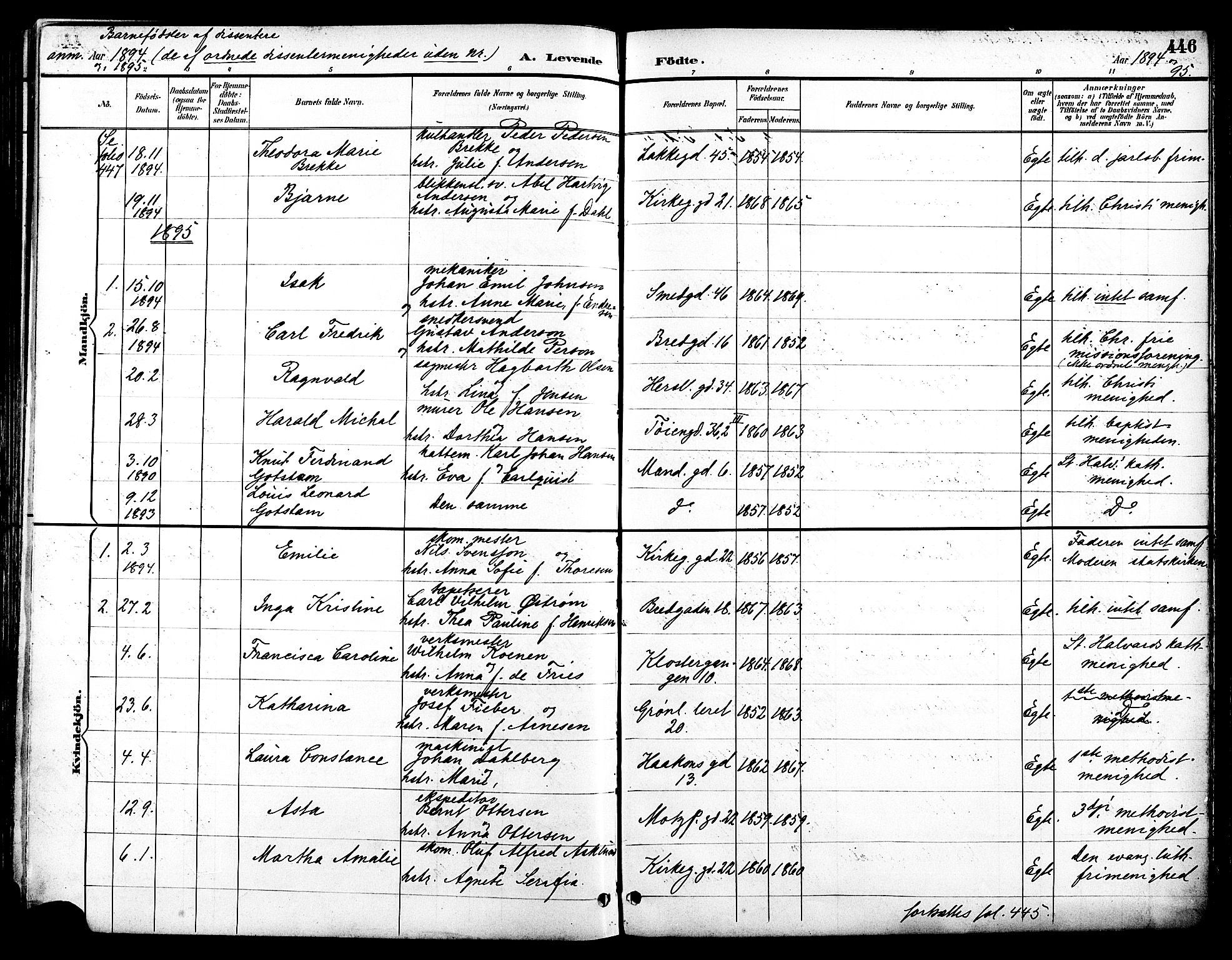 Grønland prestekontor Kirkebøker, SAO/A-10848/F/Fa/L0012: Parish register (official) no. 12, 1893-1900, p. 446